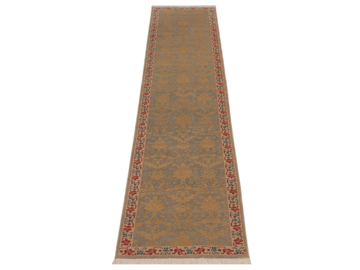 Antique Loom 104572 Light Blue Ivory 2.6x10 Hand Knotted Rug