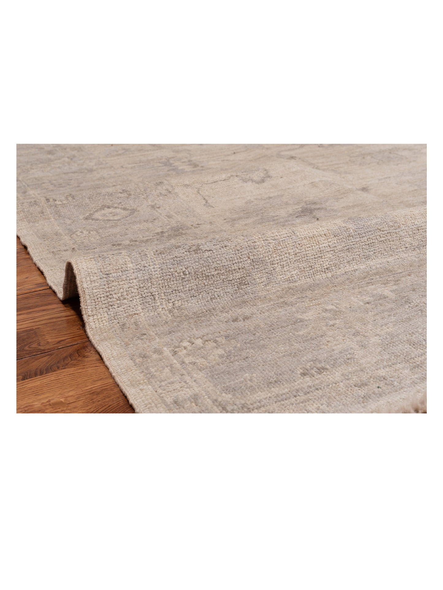 Angora Oushak 123652 Ivory Light Gray 7.8x8.7 Hand Knotted Rug