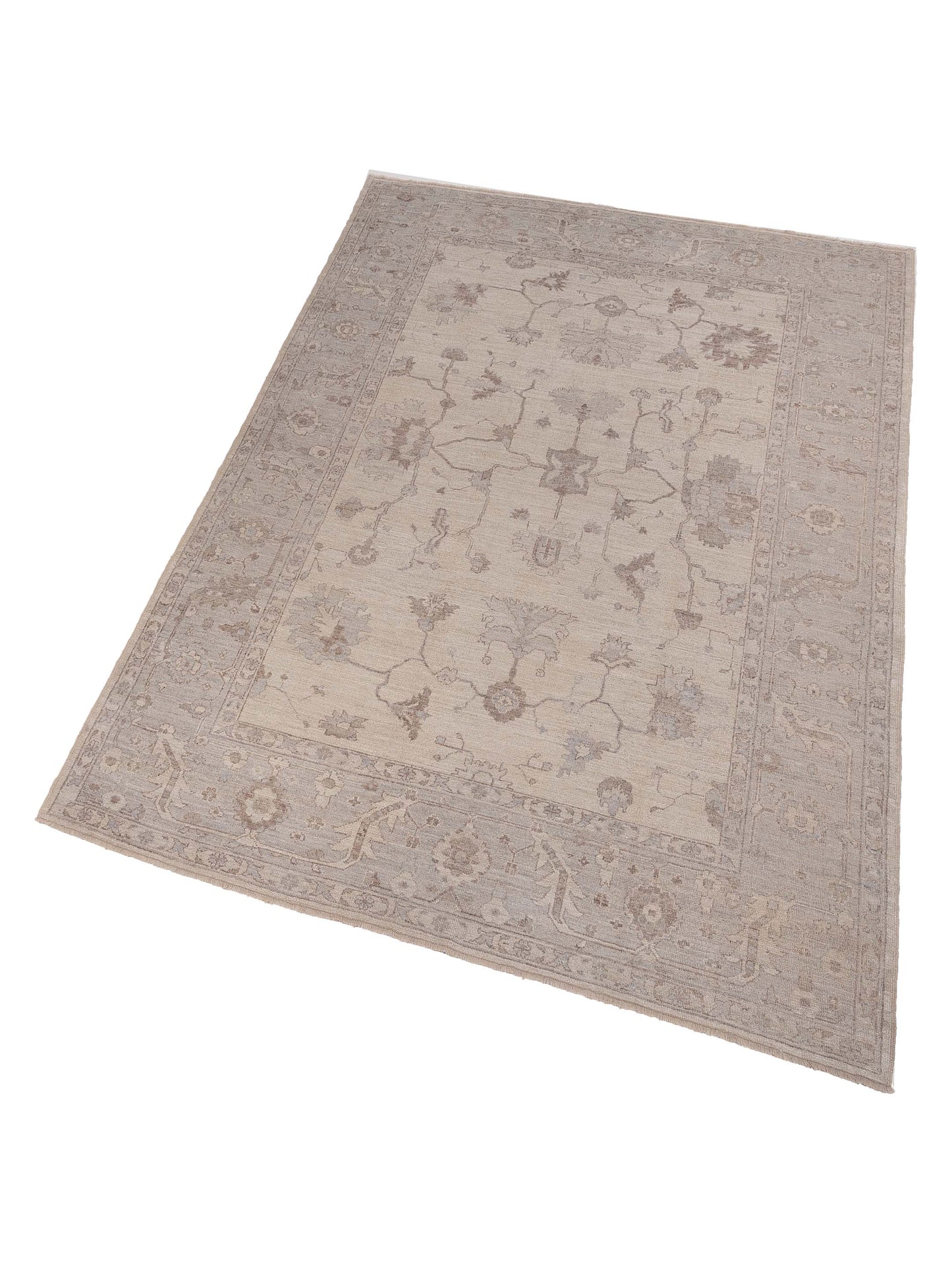 Angora Oushak 126772 Ivory Light Gray 9.10x13.11 Hand Knotted Rug