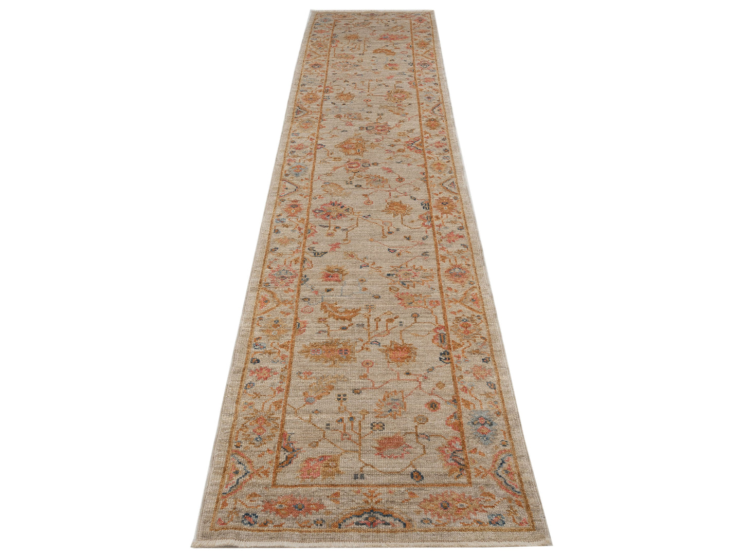 Angora Oushak 146507 Ivory Ivory 2.7x14.2 Hand Knotted Rug