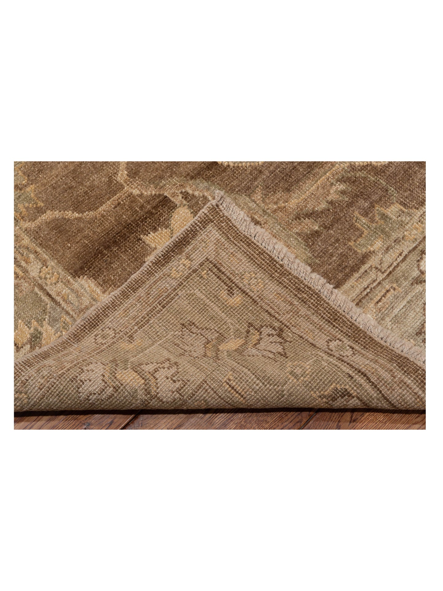 Angora Oushak 118240 Brown Green 6.4x12.3 Hand Knotted Rug