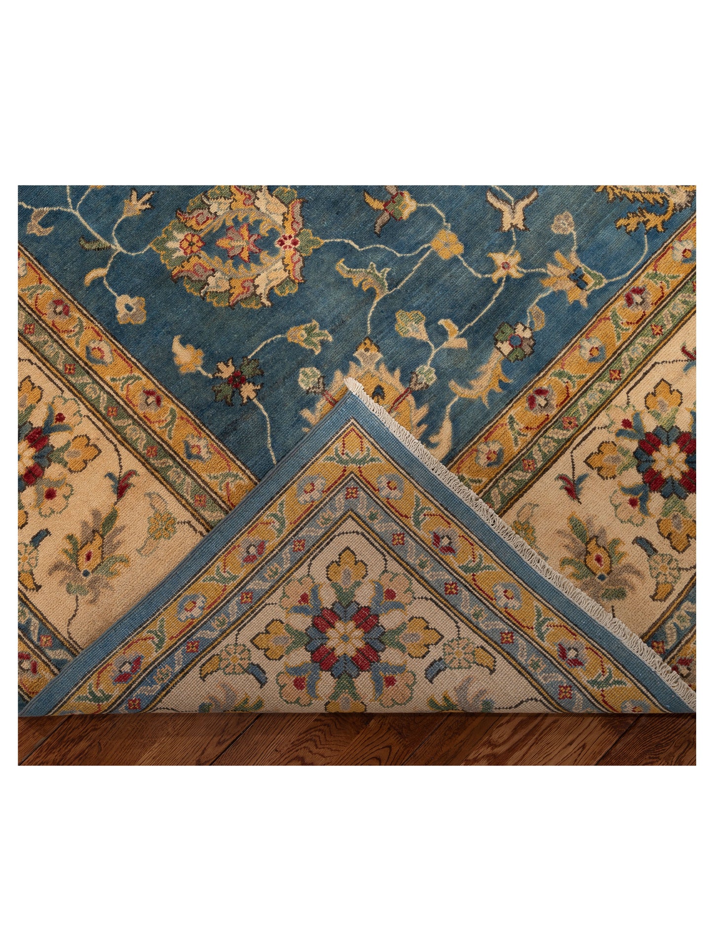 Agra 151925 Blue Ivory 8.11x11.8 Hand Knotted Rug