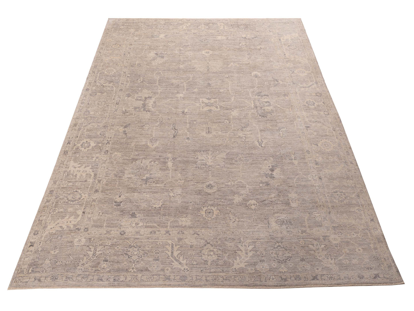 Angora Oushak 156033 Gray Gray 11.5x15.8 Hand Knotted Rug