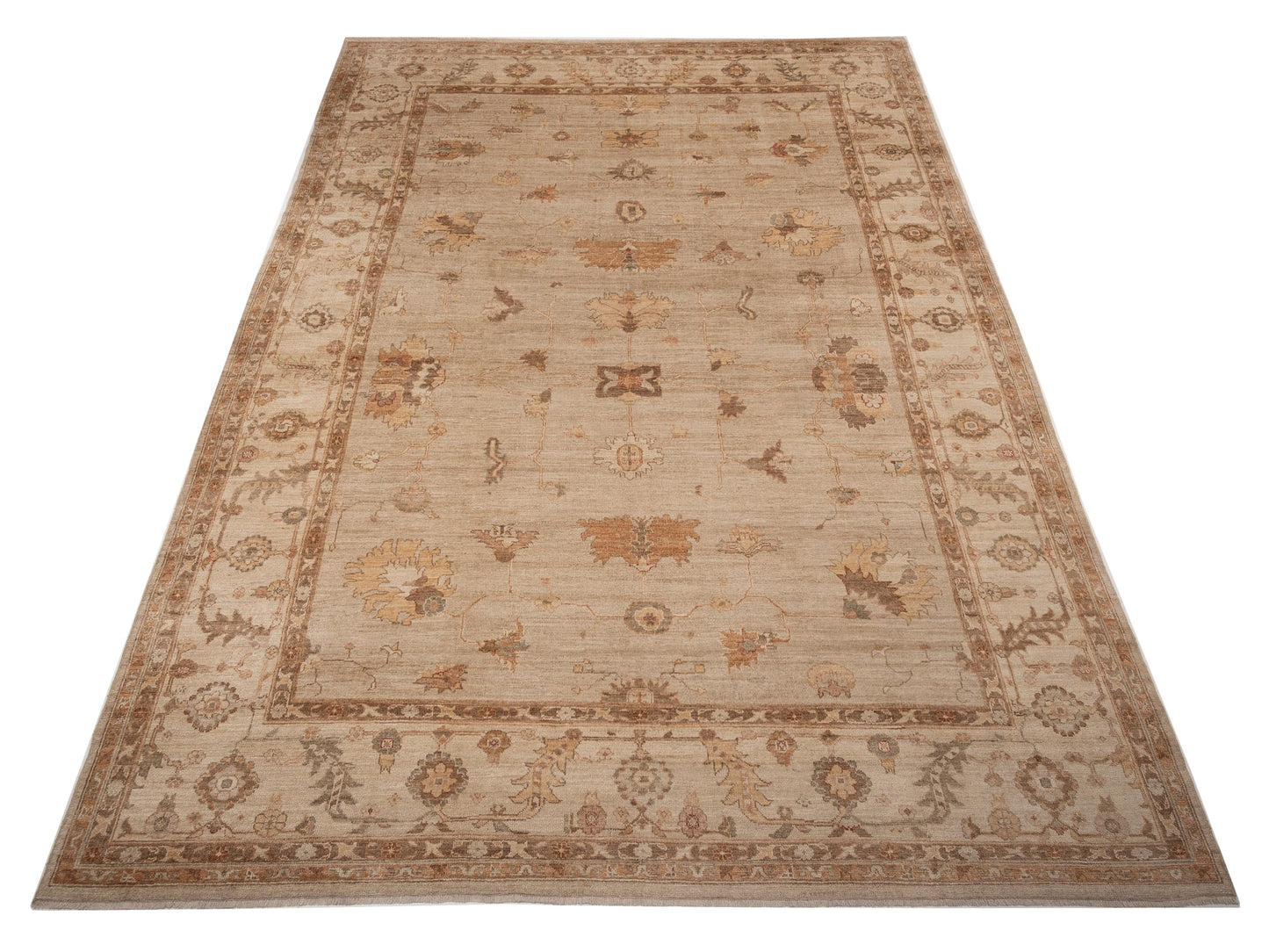 Angora Oushak 107578 Silver Ivory 13.8x18.2 Hand Knotted Rug