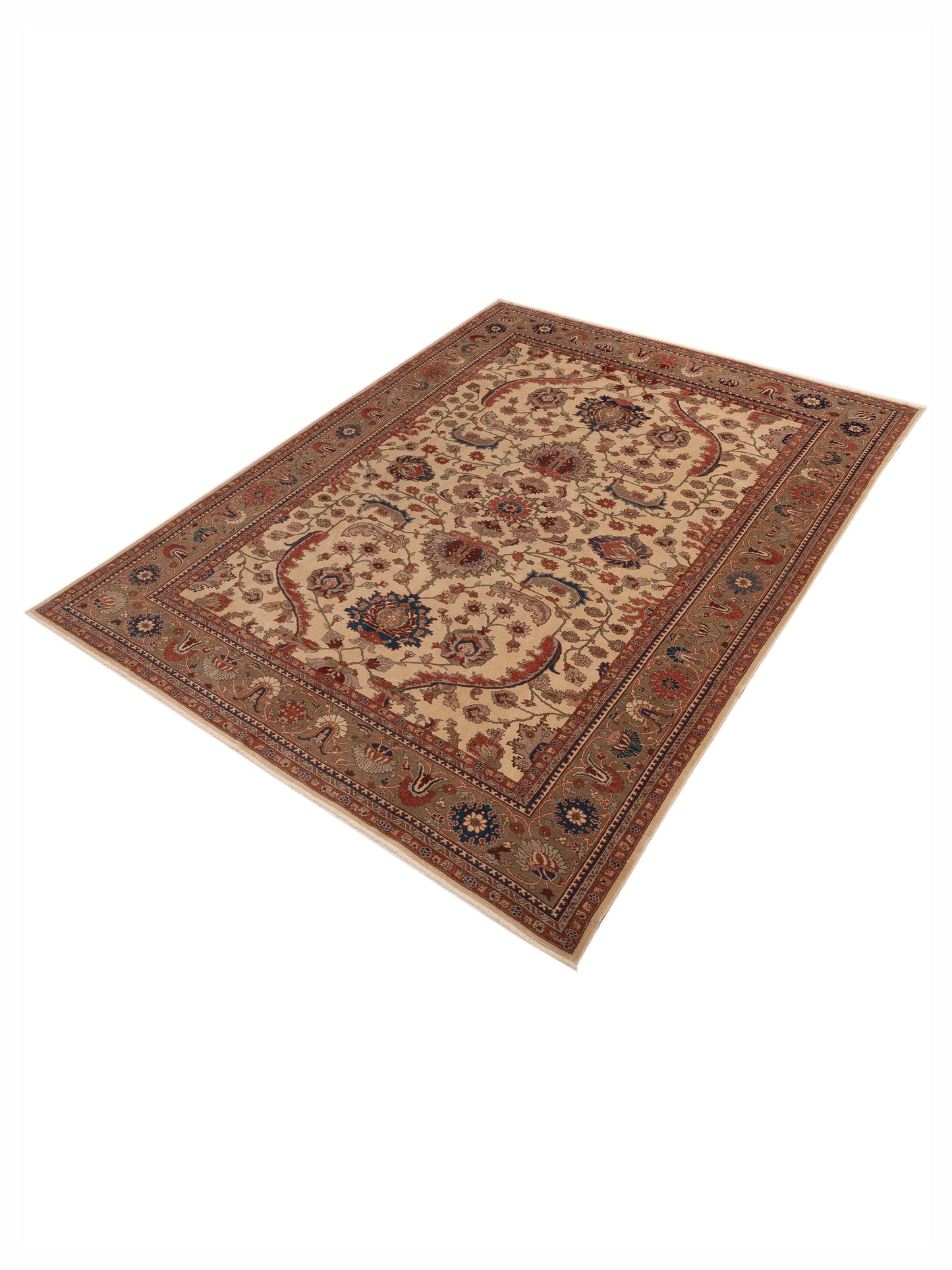 Antique Loom 148330 Ivory Green 10.2x13 Hand Knotted Rug