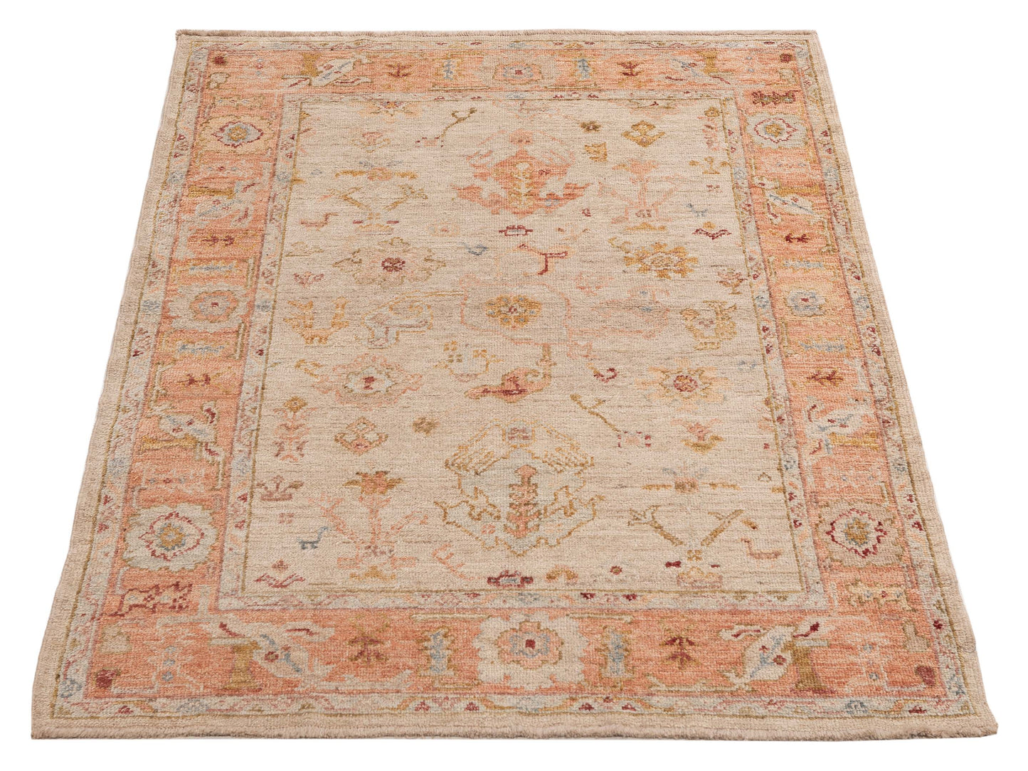 Angora Oushak 154086 Beige Pink 4.11x7.2 Hand Knotted Rug