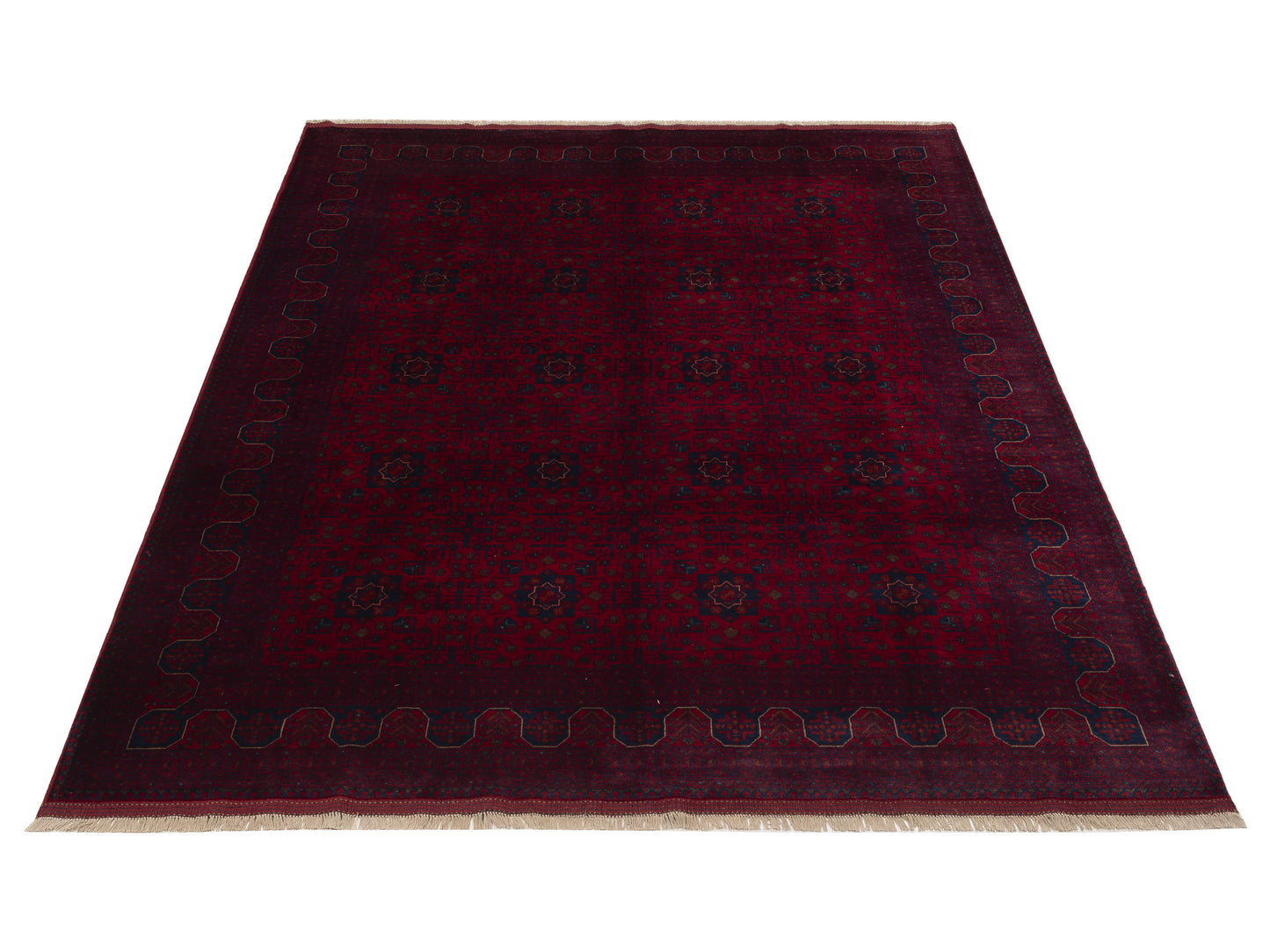 Afghan Belcik 152044 Red Navy 8.4x10.3 Hand Knotted Rug