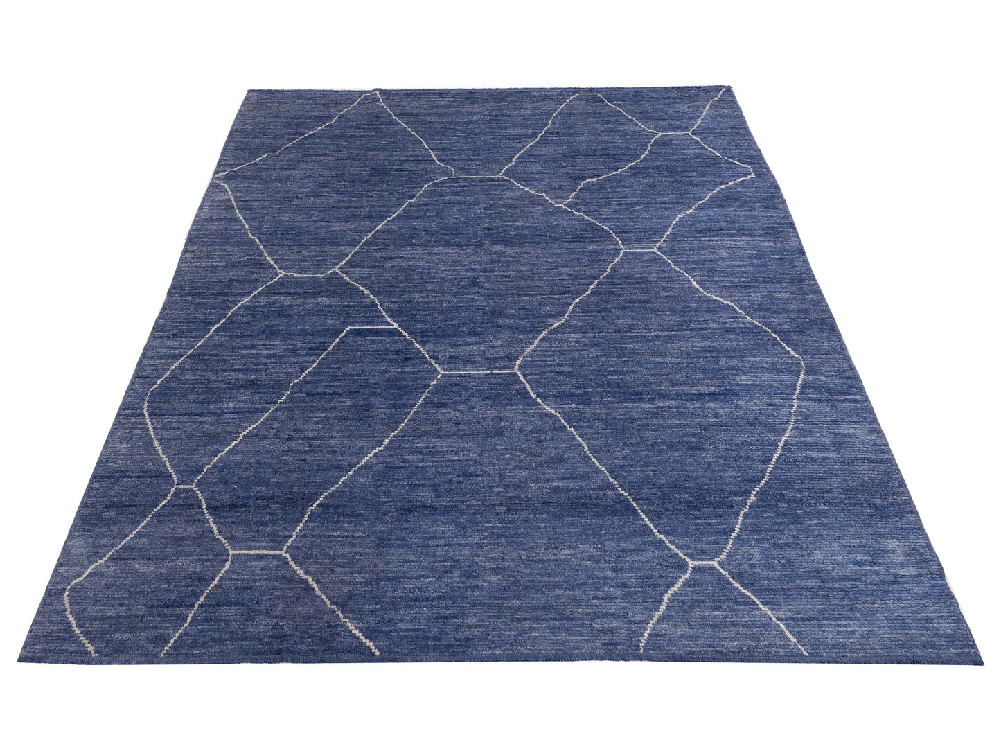 Berber Jean Blue Ivory 9.1x11.8 Hand Knotted Rug