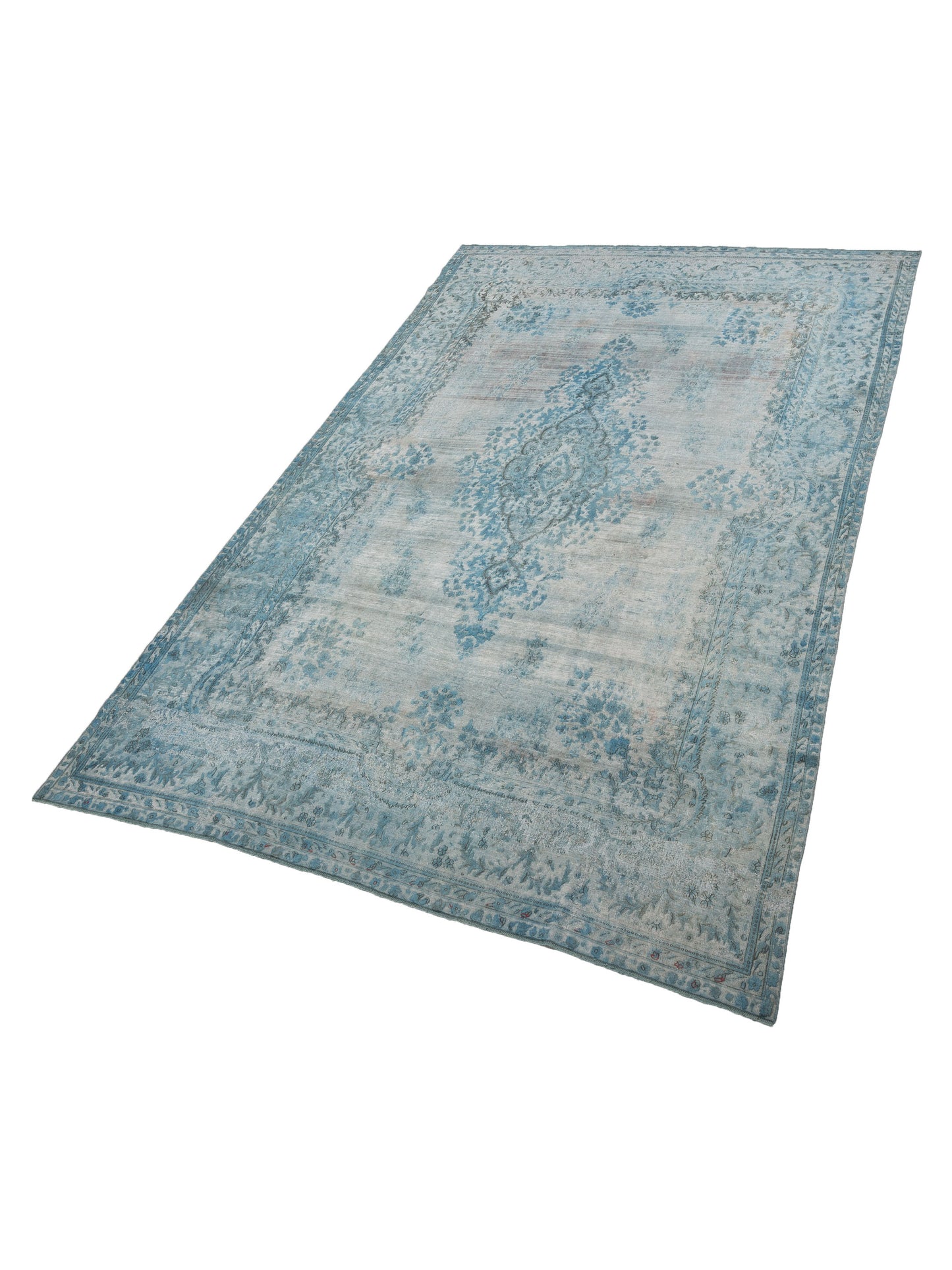 Vintage 130321 Blue 9.9x15.2 Hand Knotted Rug