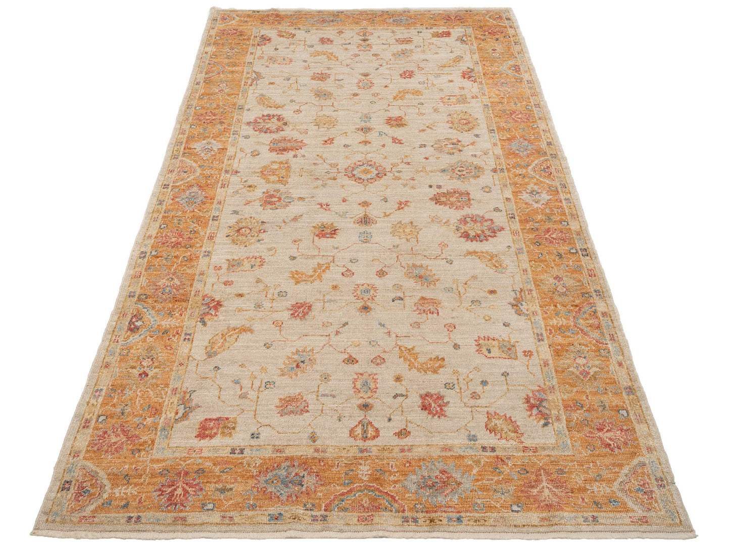 Angora Oushak 133248 Ivory Orange 6.3x12.3 Hand Knotted Rug