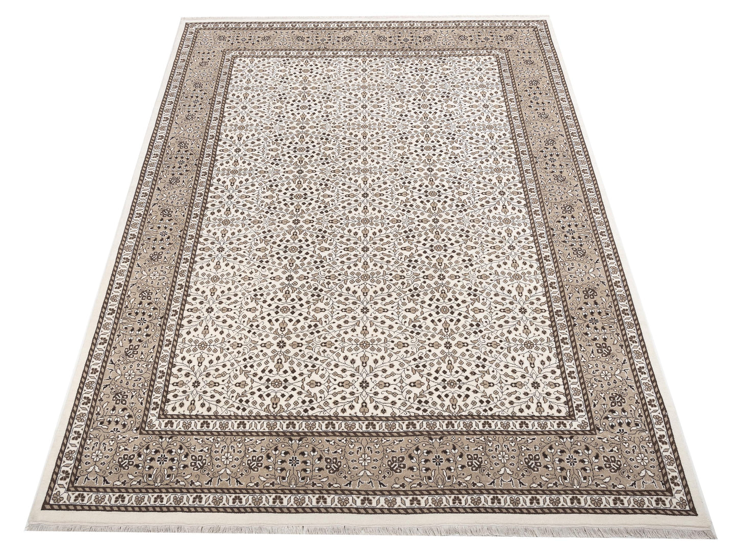 Kayseri 152964 Ivory Brown 9.10x13 Hand Knotted Rug
