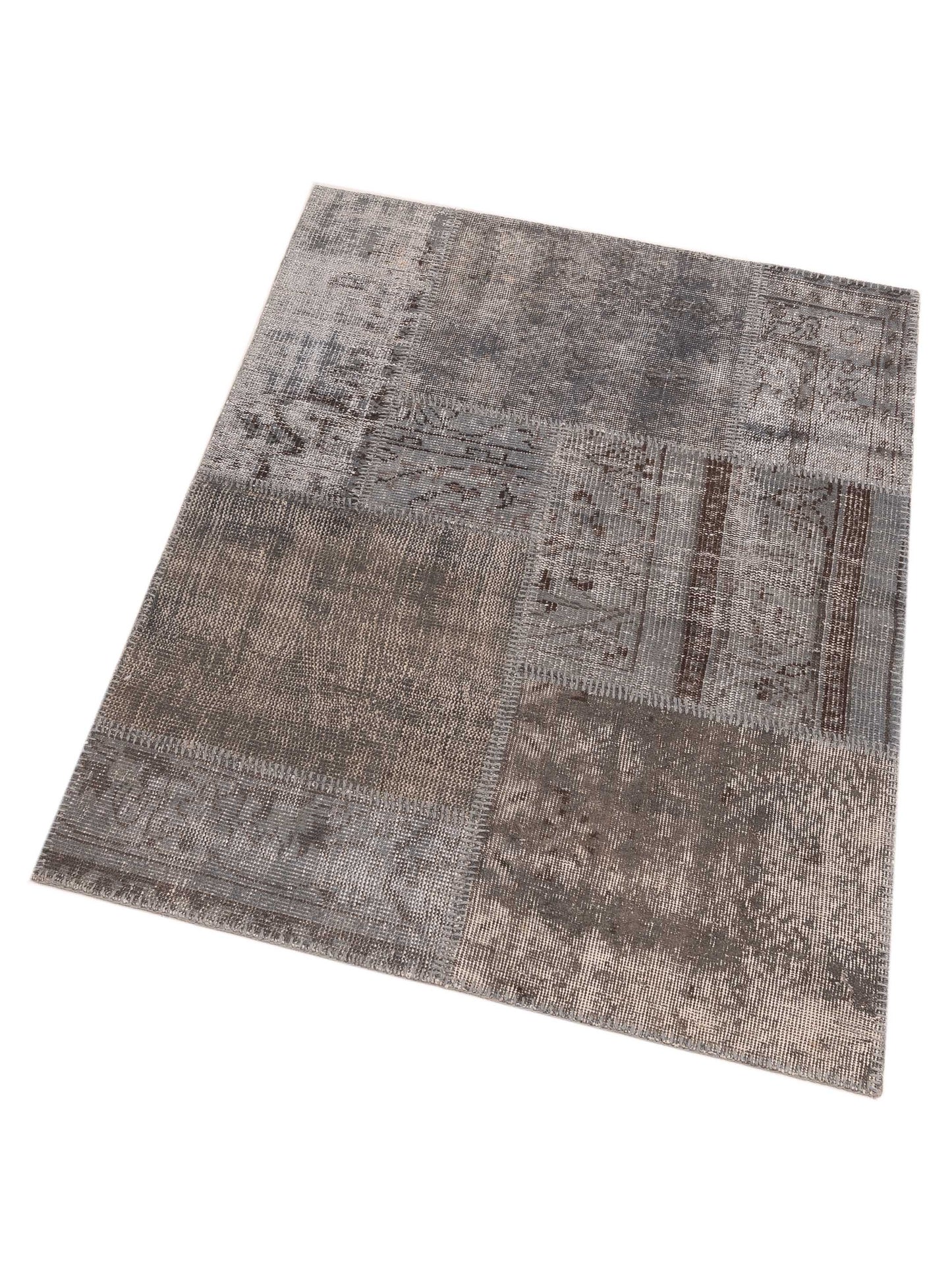Turkish Vestige Patchwork 131099 Gray 3.4x4.11 Hand Knotted Rug