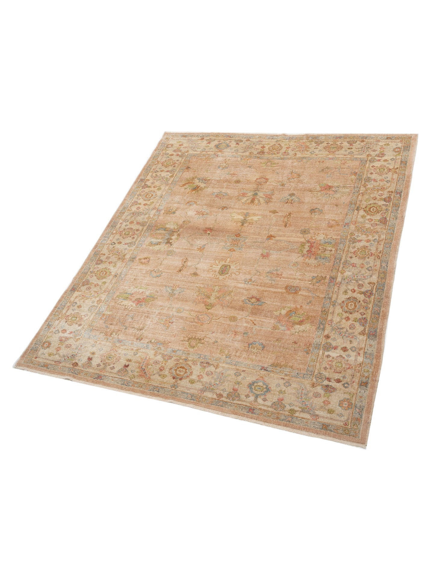 Angora Oushak 126876 Pink Ivory 8.2x9.7 Hand Knotted Rug