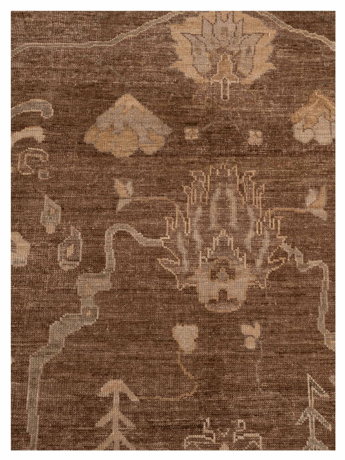 Angora Oushak 129077 Brown Green 13.2x16.2 Hand Knotted Rug