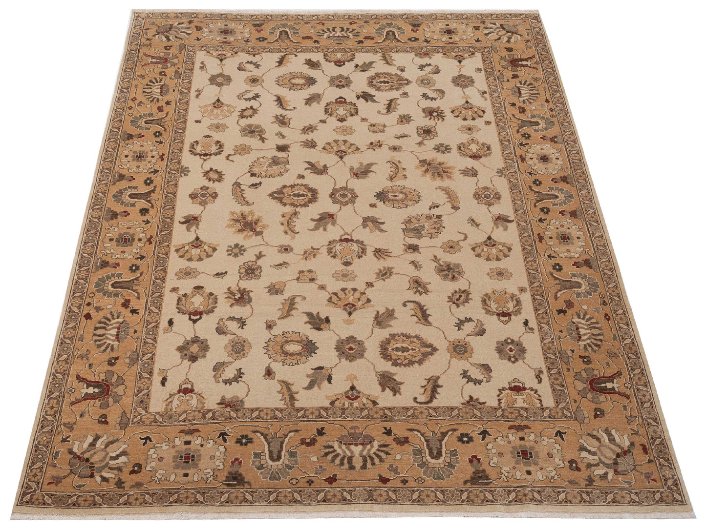 Turkish Elvan 79181 Ivory Gold 9.3x12 Hand Knotted Rug