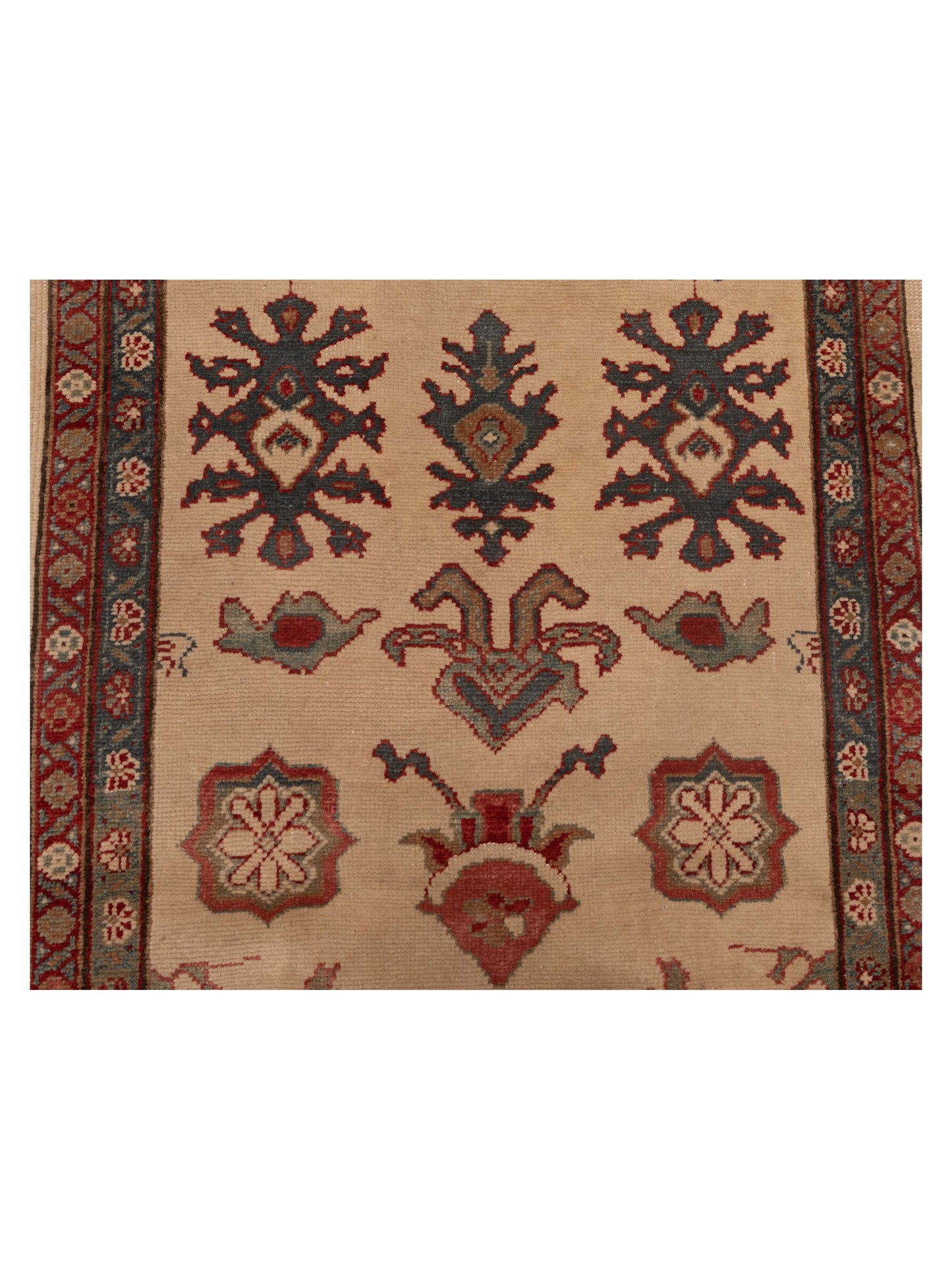 Antique Loom 147345 Ivory Green 3x11.1 Hand Knotted Rug