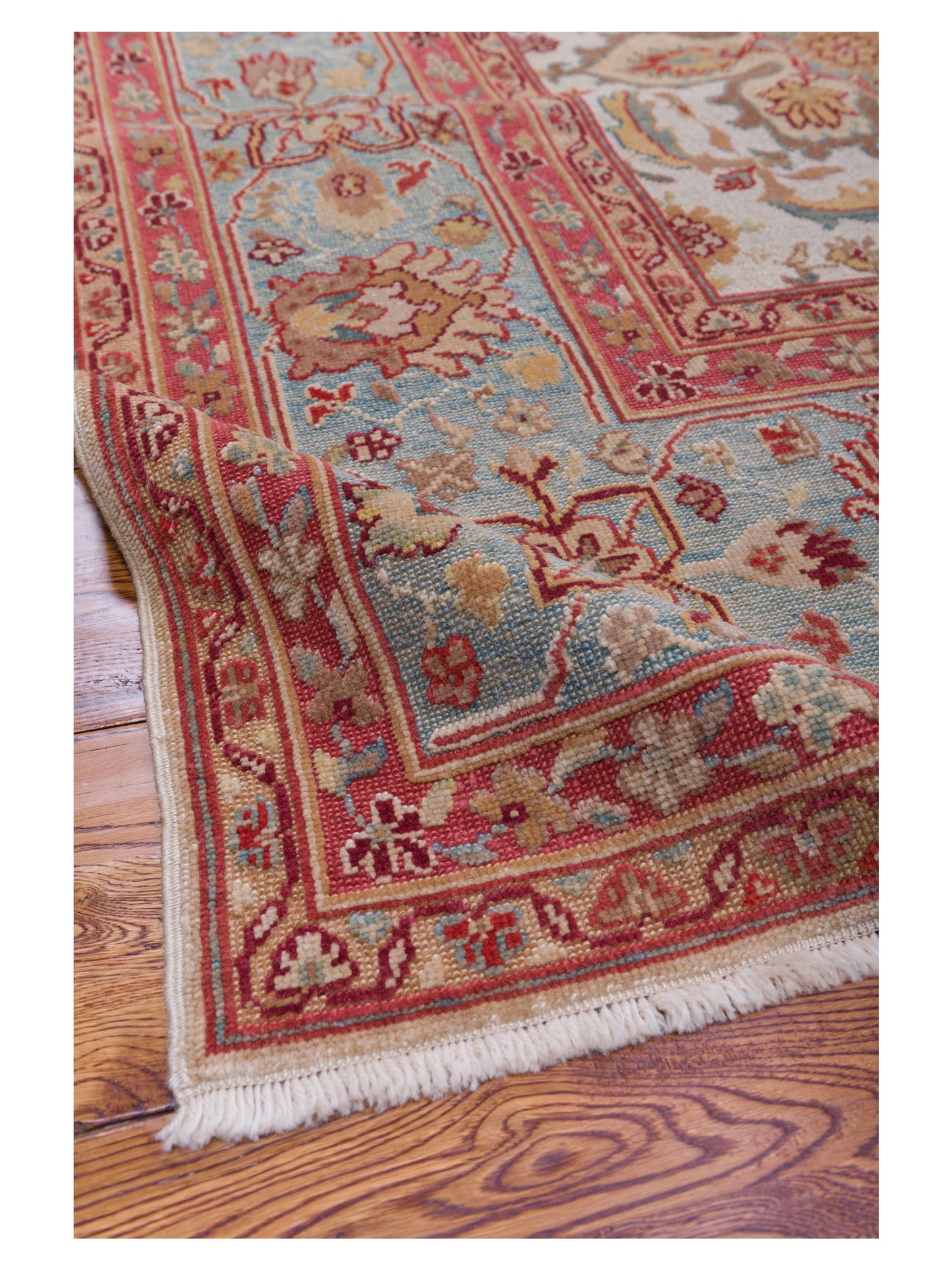 Antique Loom 107962 Beige Blue 9.4x13.4 Hand Knotted Rug