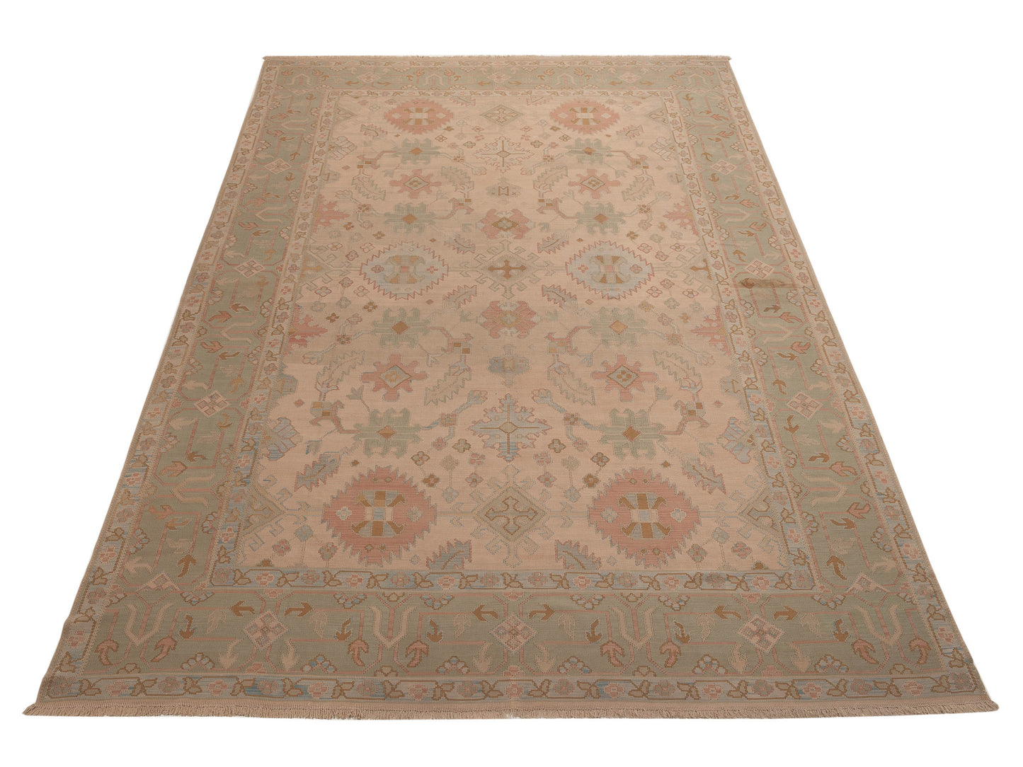 Transilvanian Kilim 66220 Cream Green 11.4x15.6 Hand Woven Rug