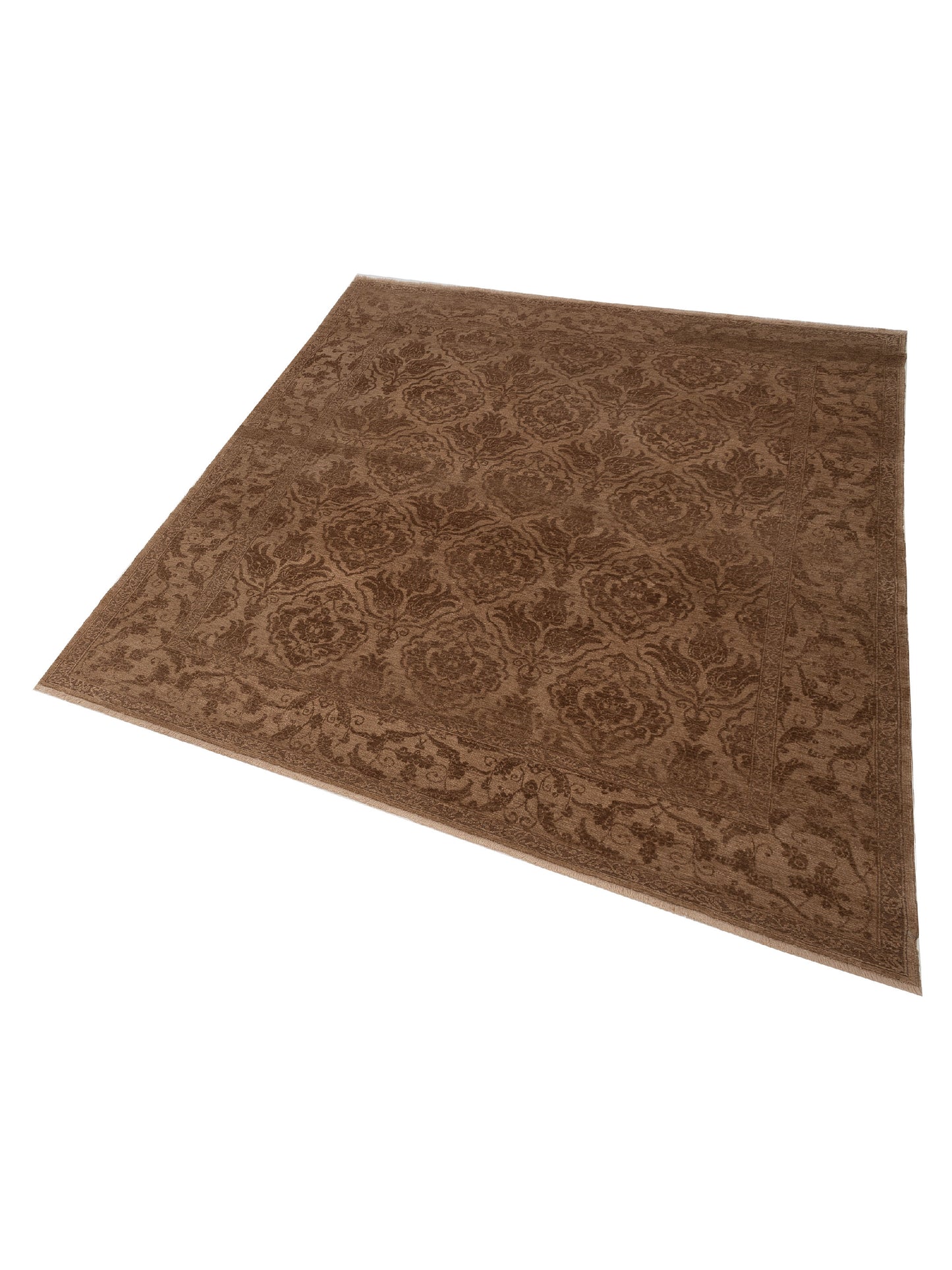Defne Tulip Brown Dark Brown 8.3x9.1 Hand Knotted Rug