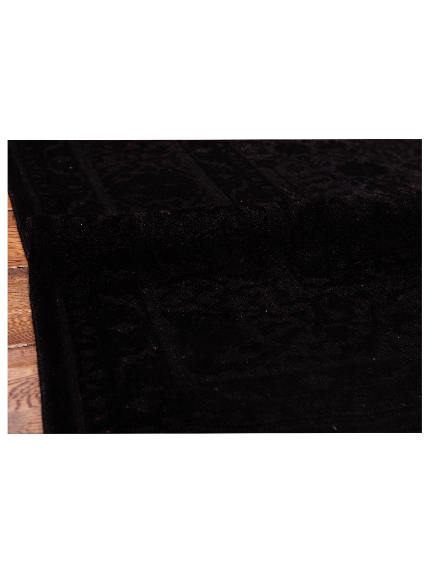 Vintage 108939 Black 6.7x9.1 Hand Knotted Rug