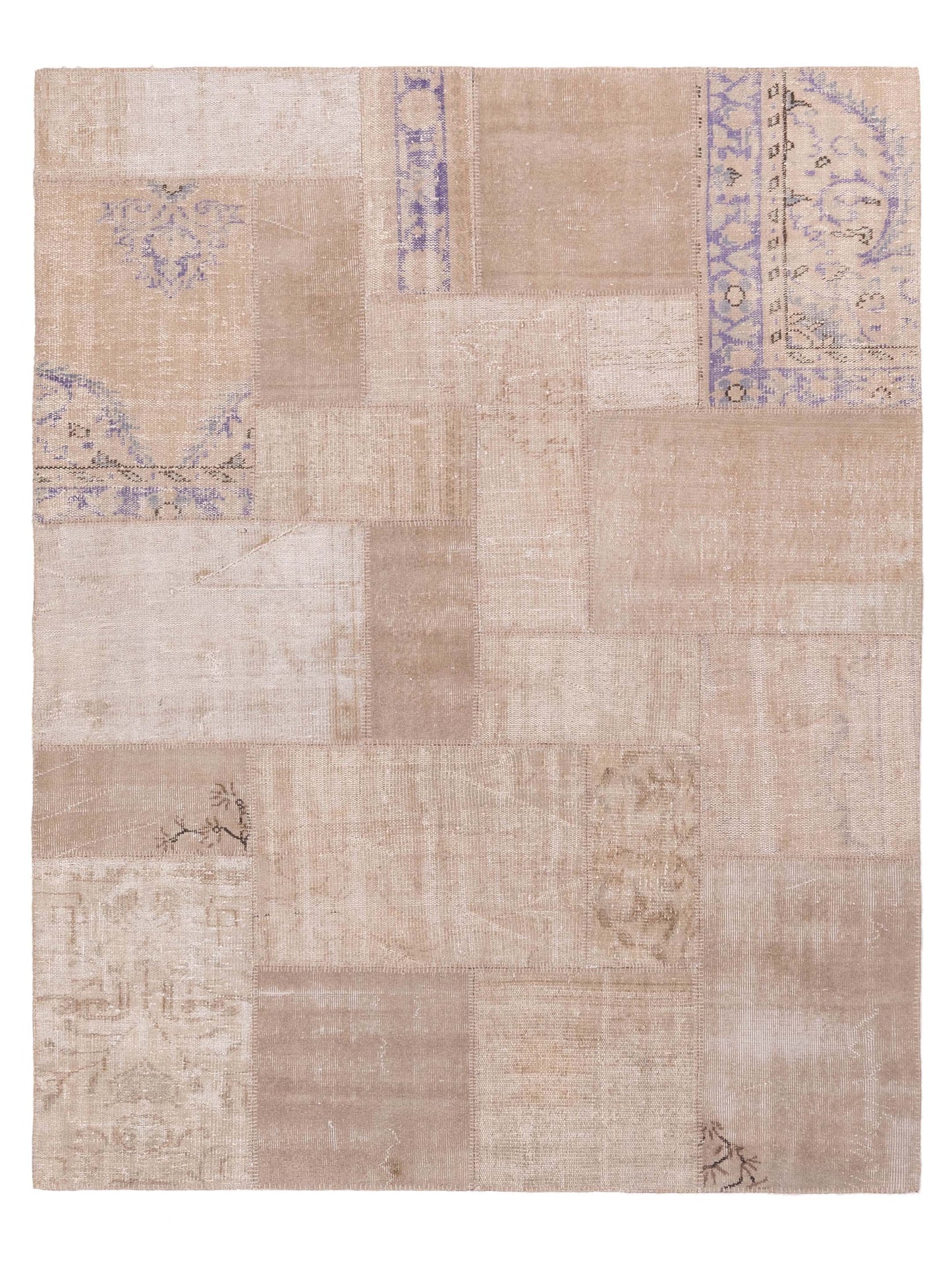 Pasha Turkish Vestige Patchwork  Beige Purple Contemporary