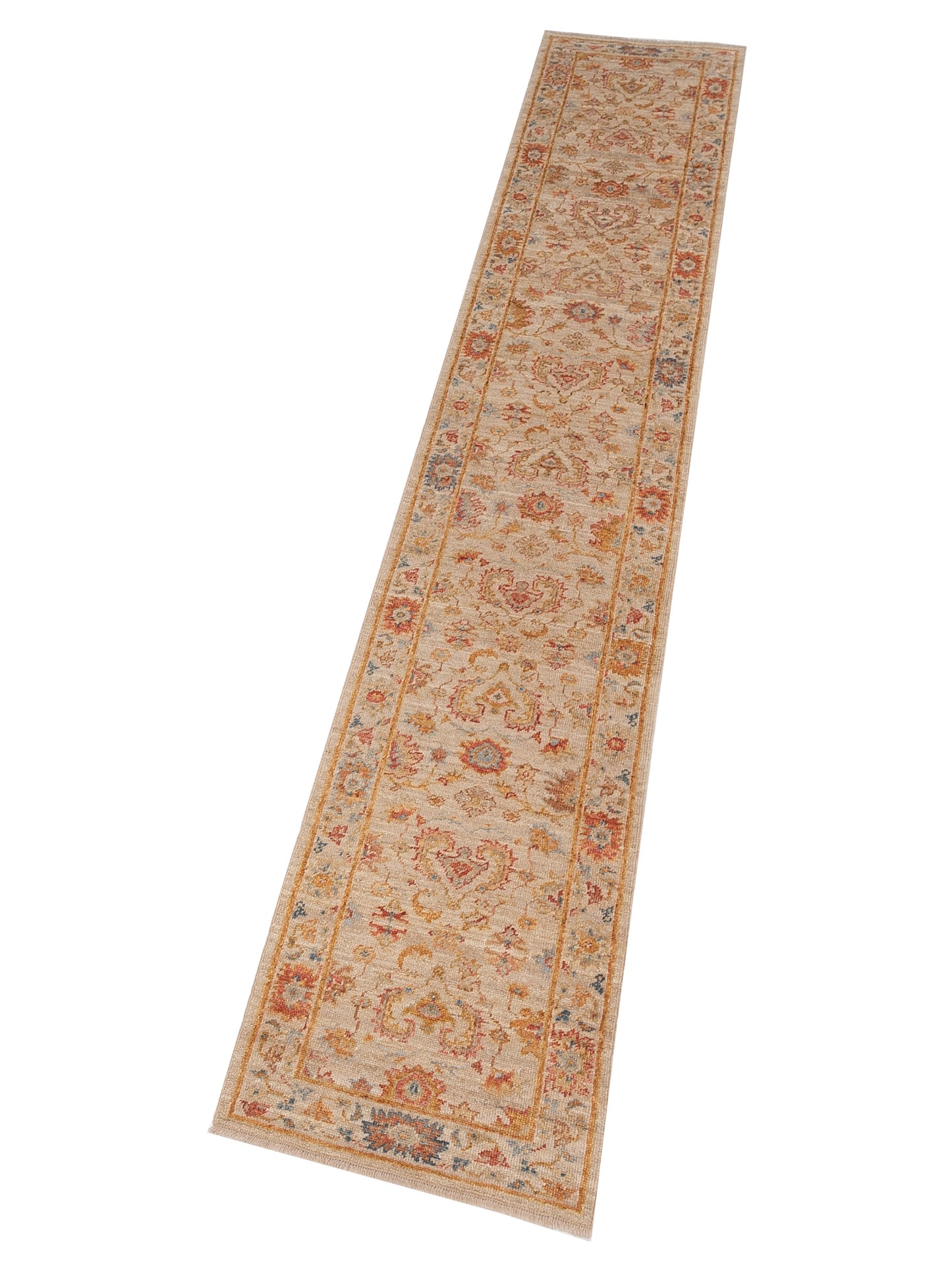Angora Oushak 145764 Ivory Ivory 2.6x15.3 Hand Knotted Rug