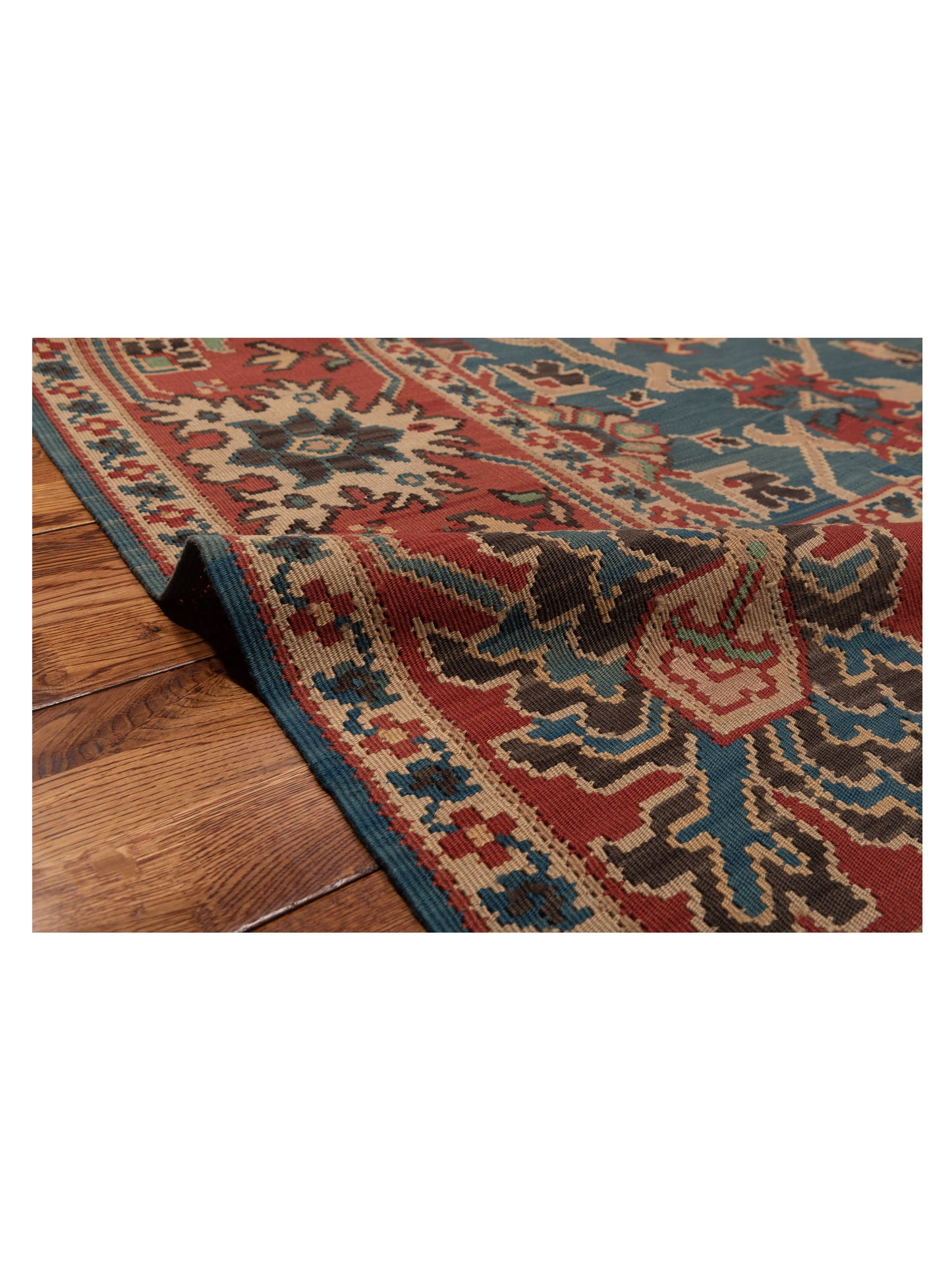 Transilvanian Kilim 69997 Blue Red 9.2x11.10 Hand Woven Rug