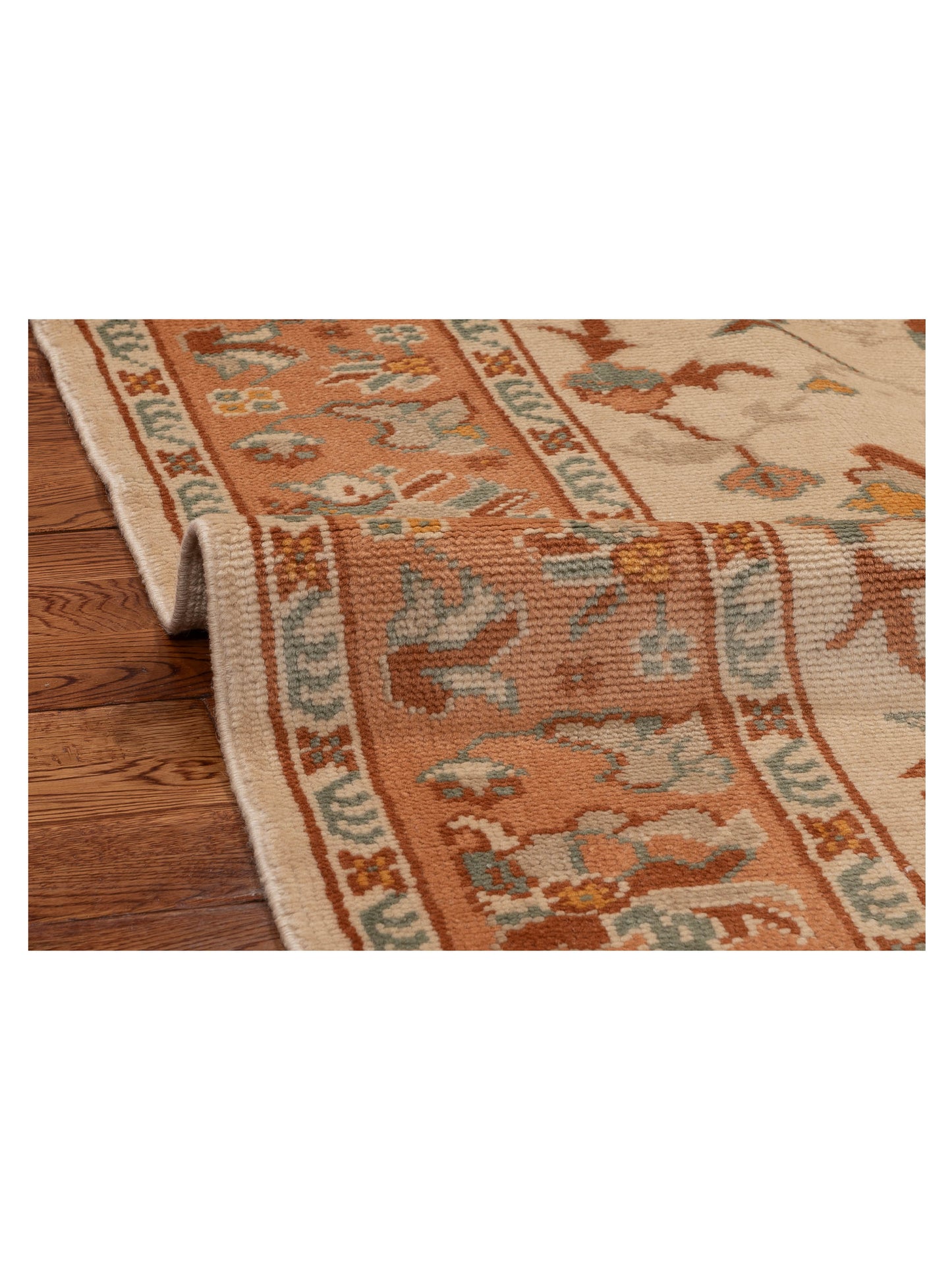Anadol Oushak 129728 Ivory Pink 5.3x6.8 Hand Knotted Rug