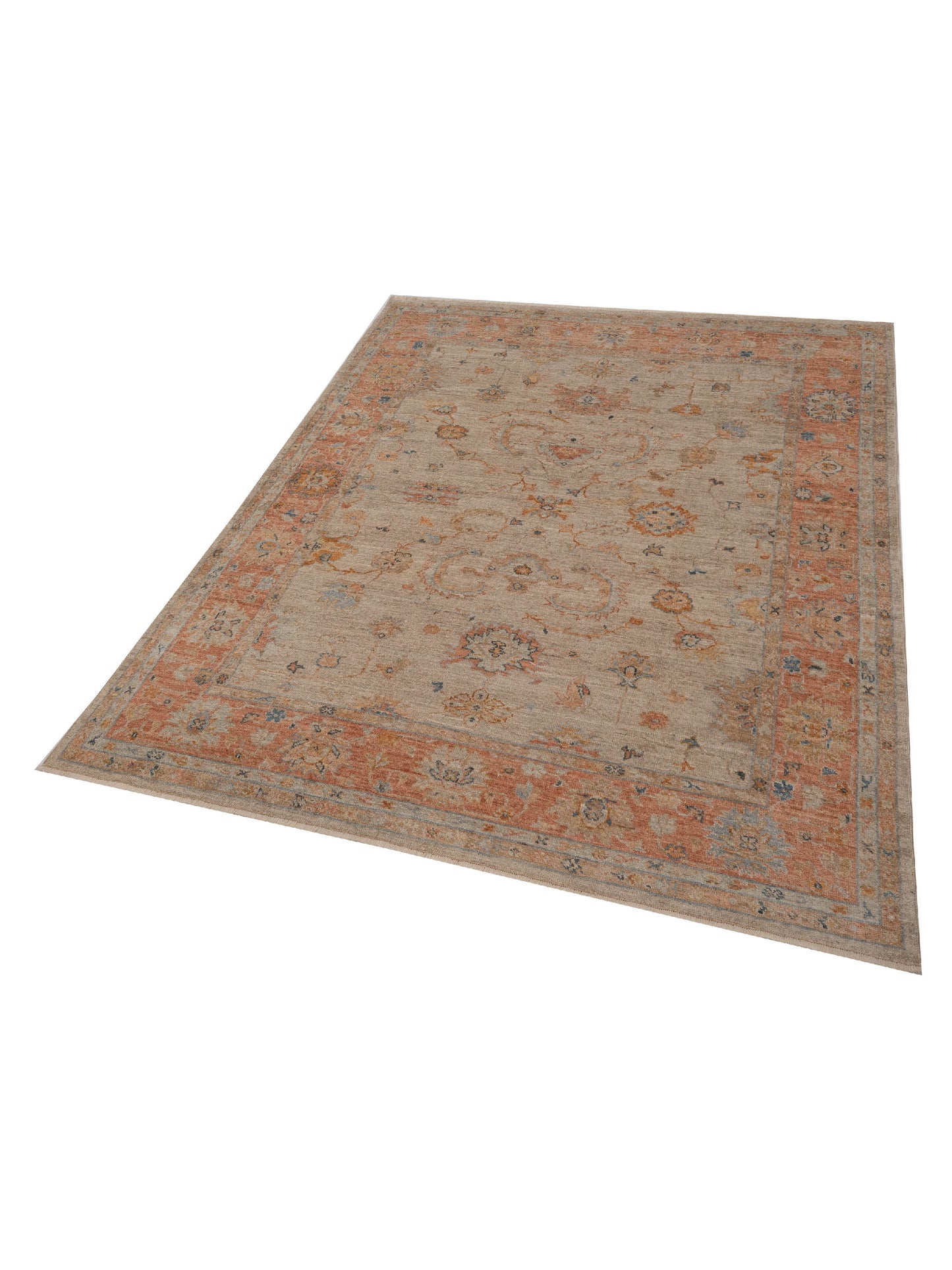 Angora Oushak 149287 Beige Rust 8.1x9.7 Hand Knotted Rug
