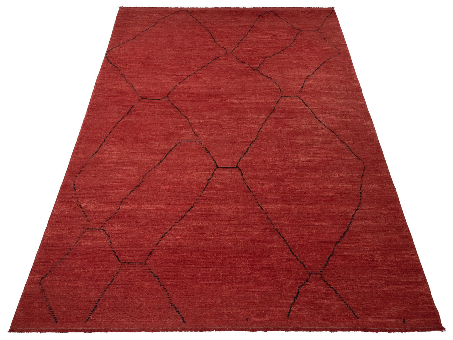 Berber Efes Red Black 9.4x12.2 Hand Knotted Rug