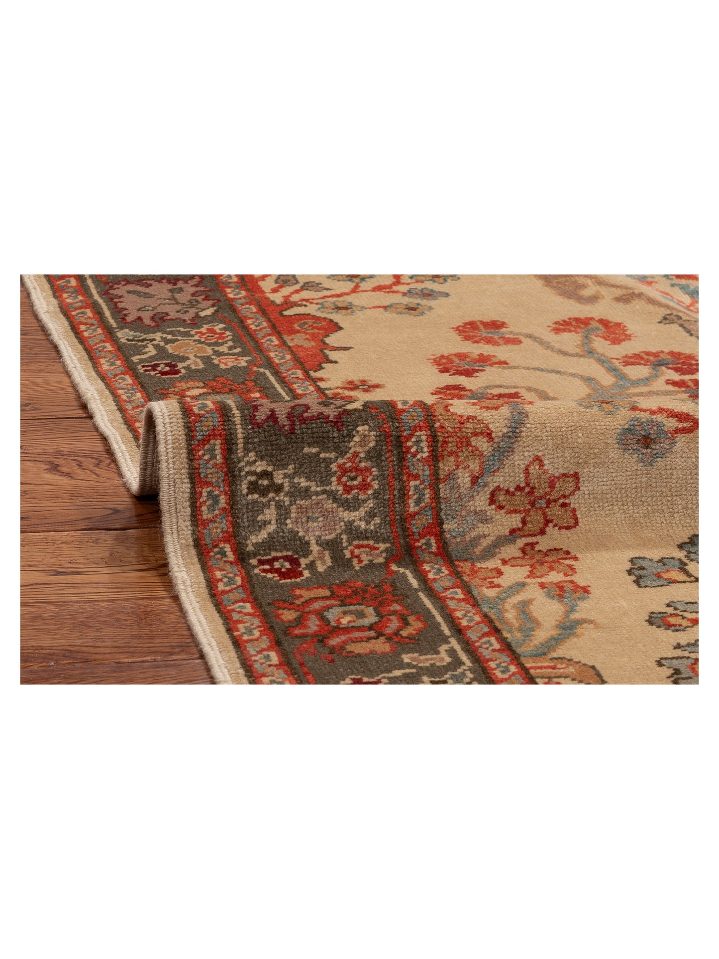 Antique Loom 148324 Ivory Green 4x6.6 Hand Knotted Rug