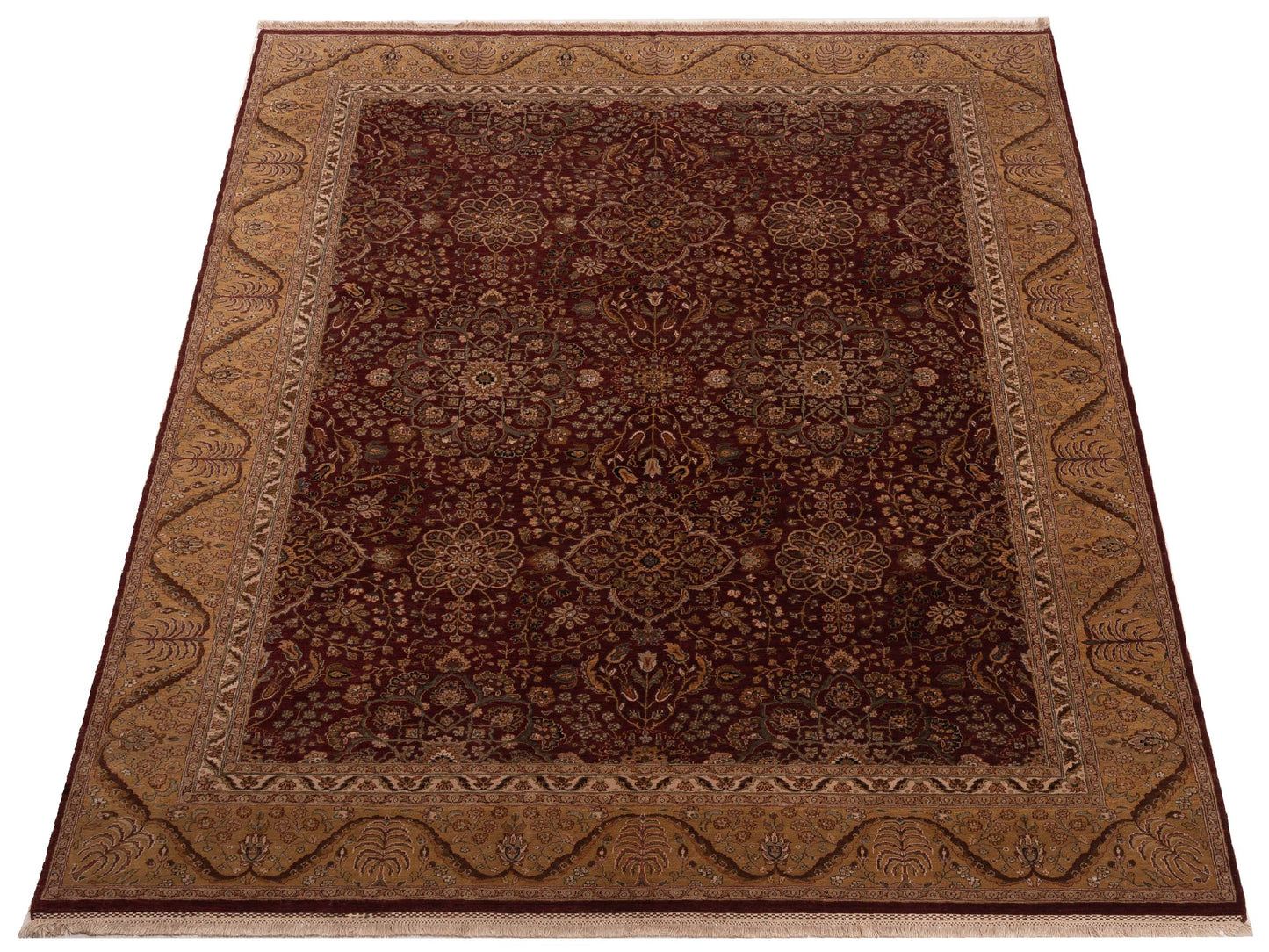 Platinum 91738 Red Gold 9x11.8 Hand Knotted Rug