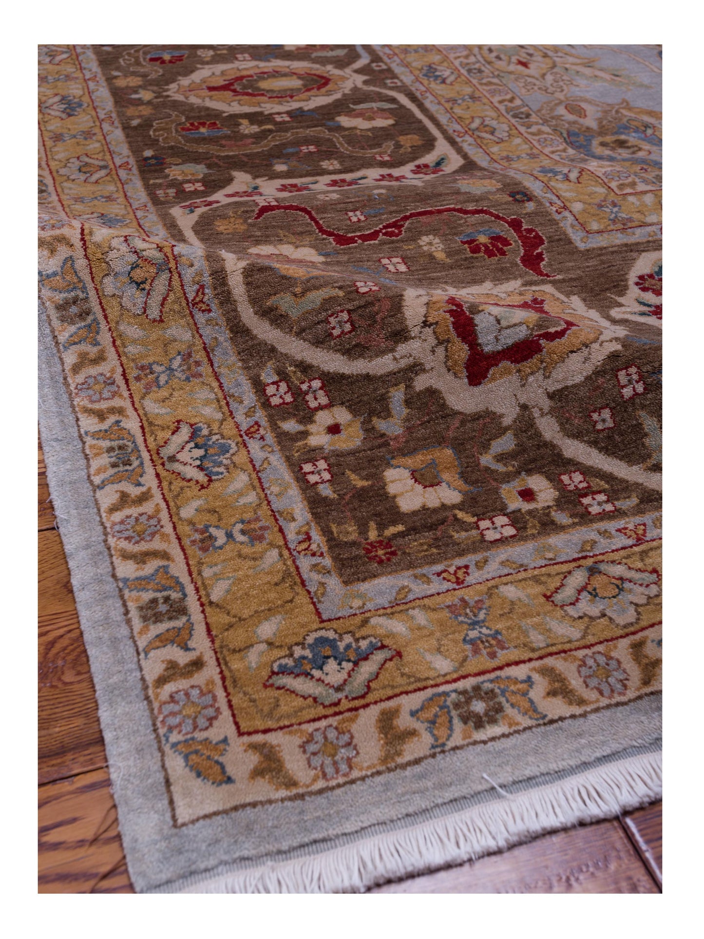Firuze Simla Blue Brown 14.2x15.9 Hand Knotted Rug