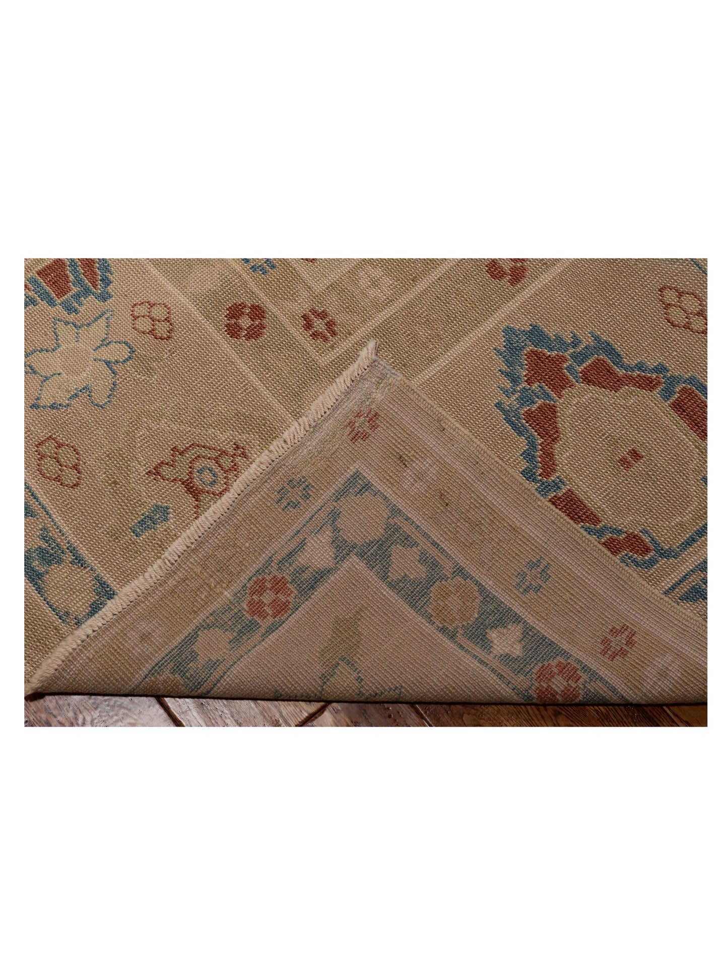 Turkish Elvan 78338 Light Green Taupe 12.8x17.8 Hand Knotted Rug