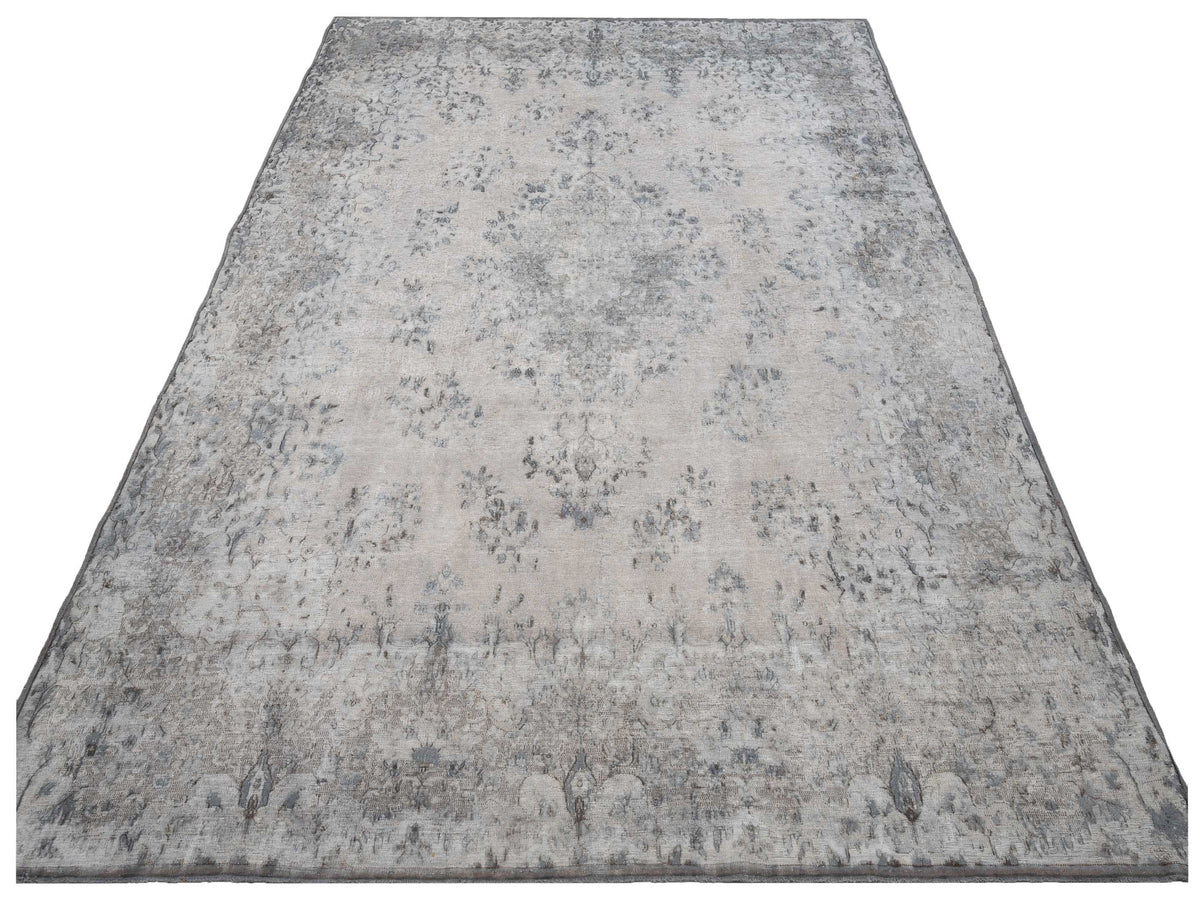 Vintage 133198 Light Gray 9.10x13.2 Hand Knotted Rug