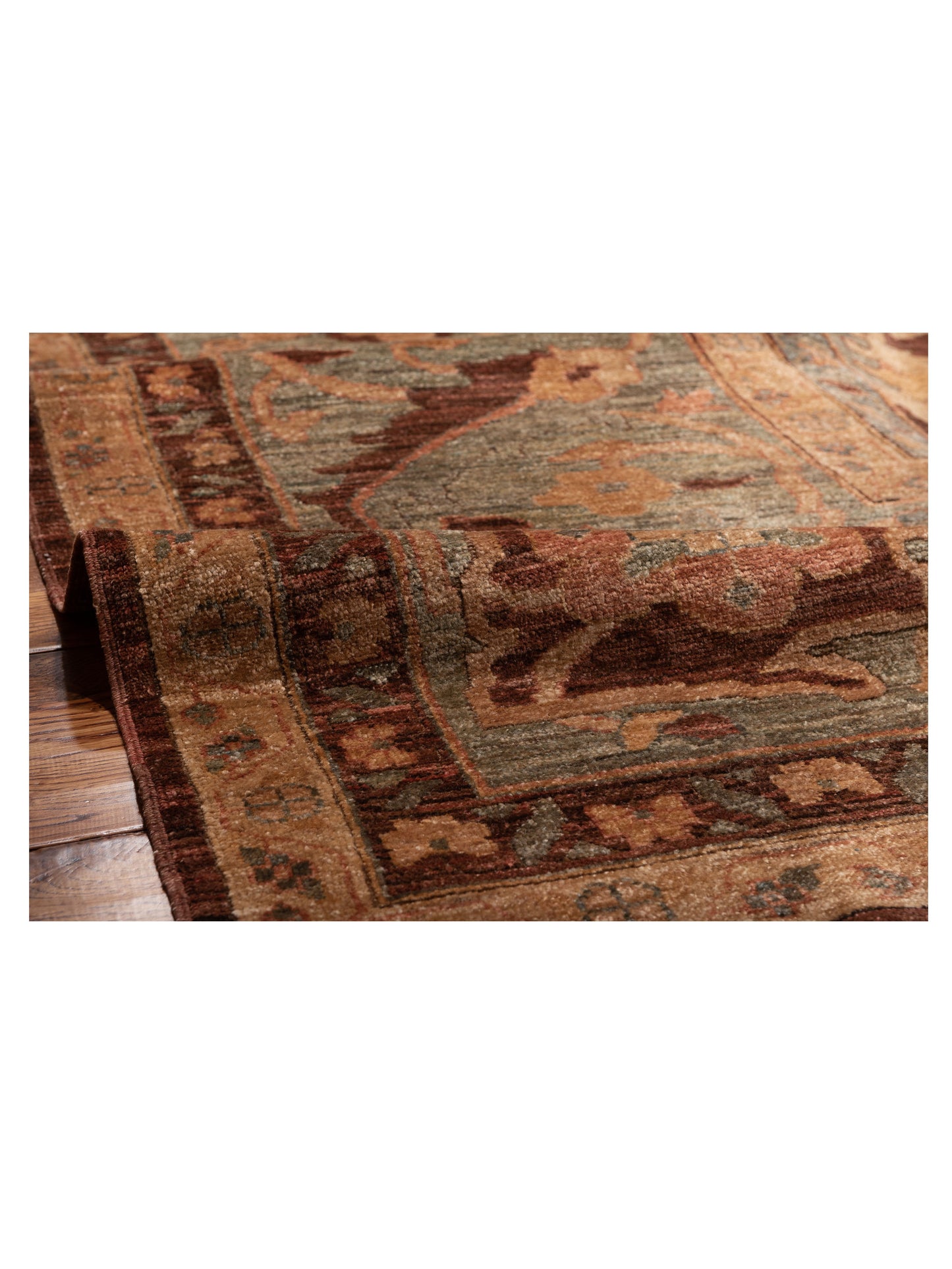 Elvan Nursel Plum Green 14.4x17.9 Hand Knotted Rug