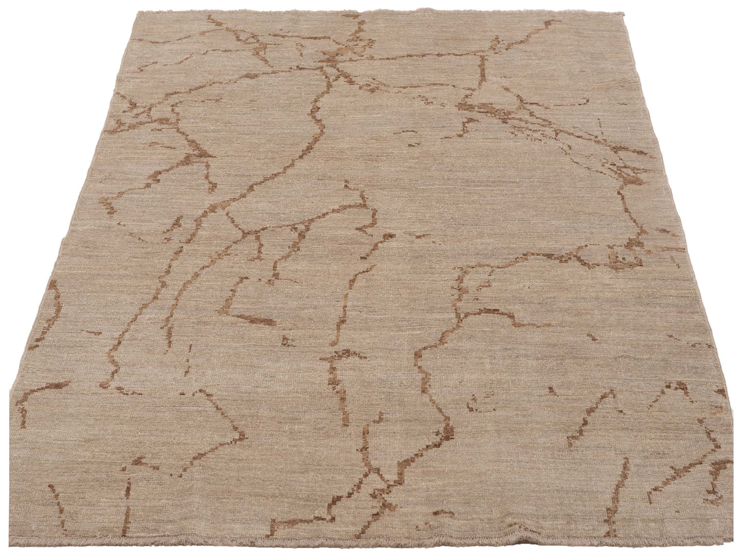 Angora Oushak 125825 Silver Brown 5.10x7.3 Hand Knotted Rug