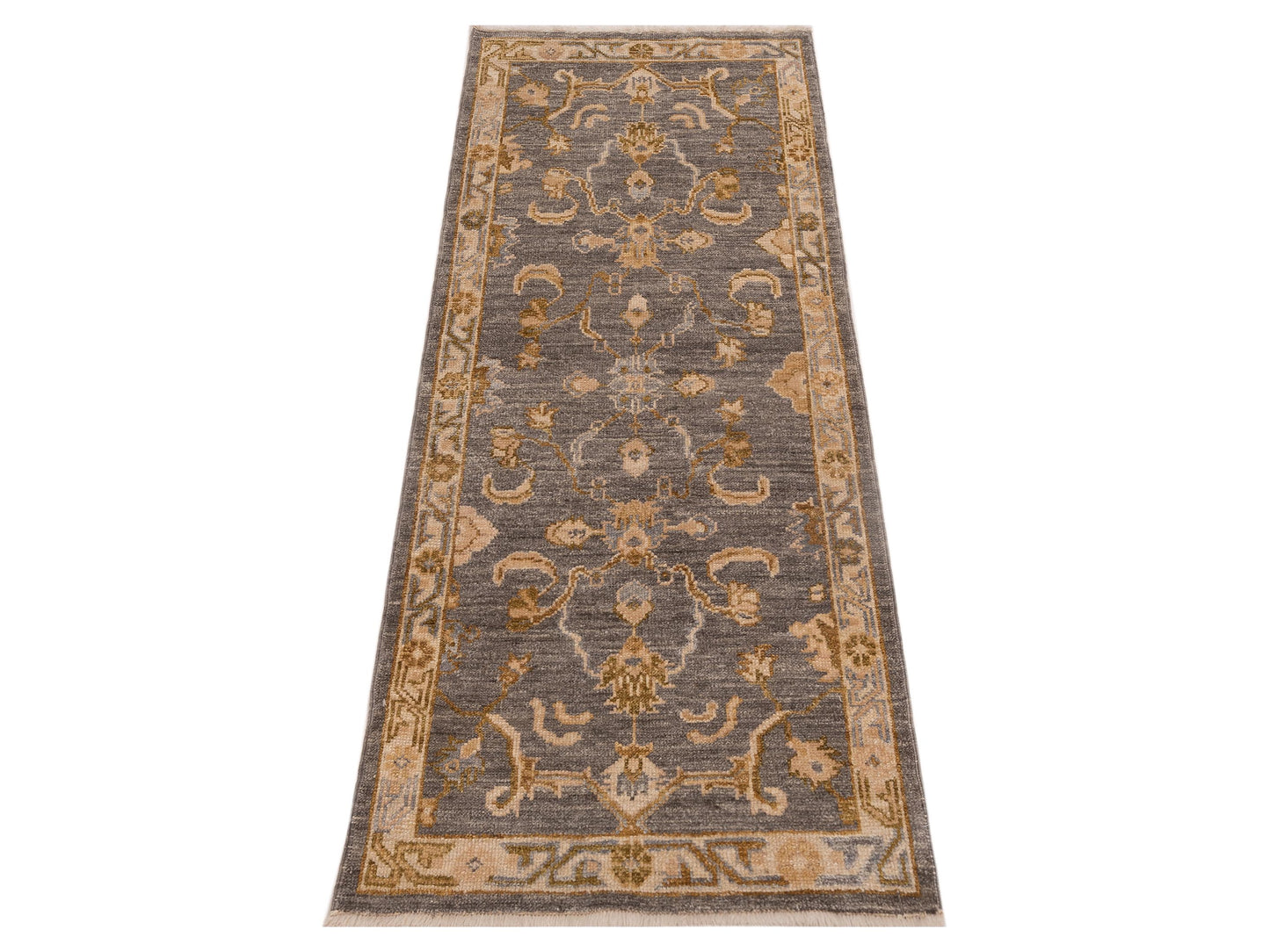 Angora Oushak 141265 Gray Ivory 2.9x7.2 Hand Knotted Rug