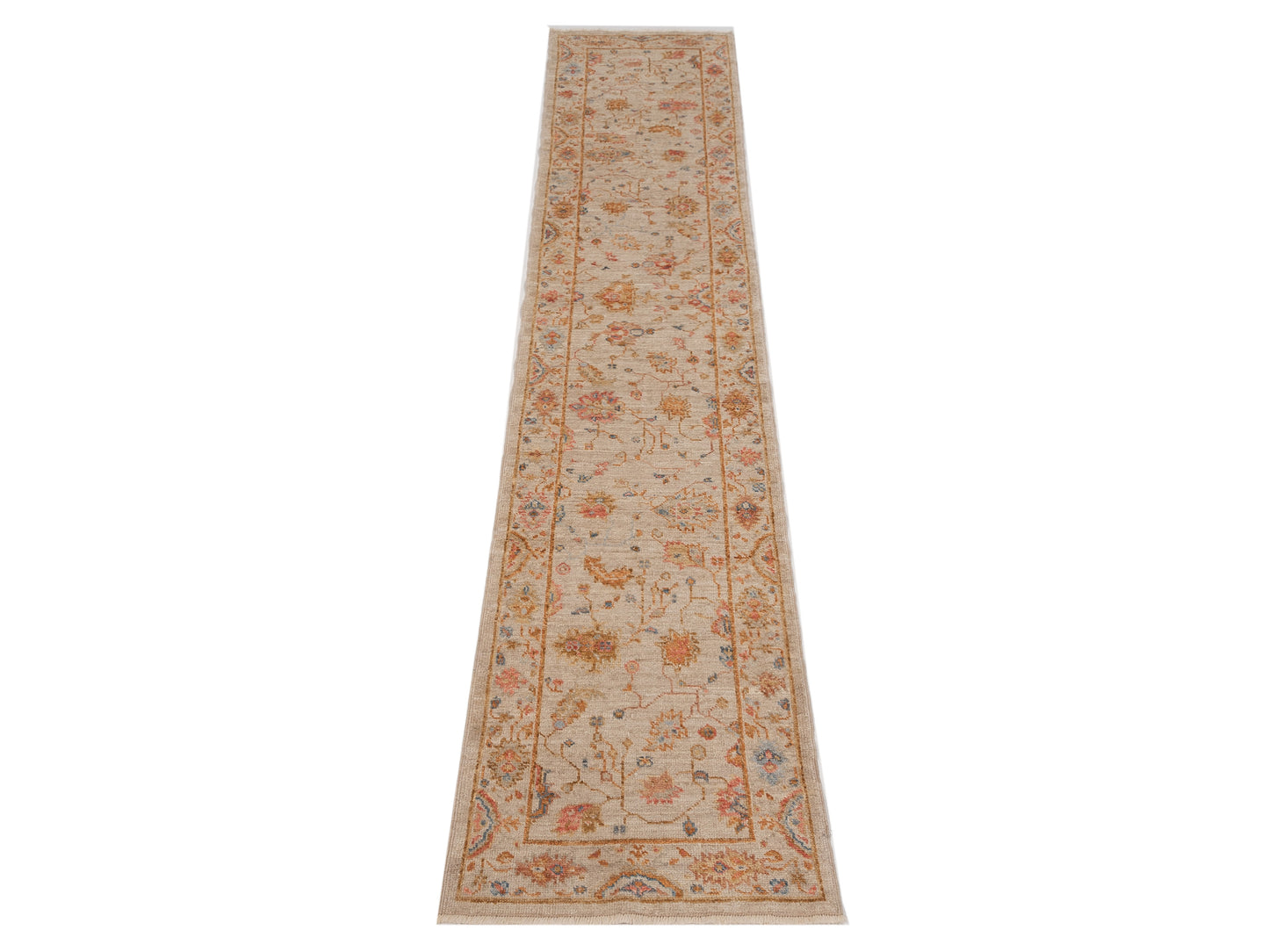 Angora Oushak 149390 Ivory Ivory 2.6x13.2 Hand Knotted Rug