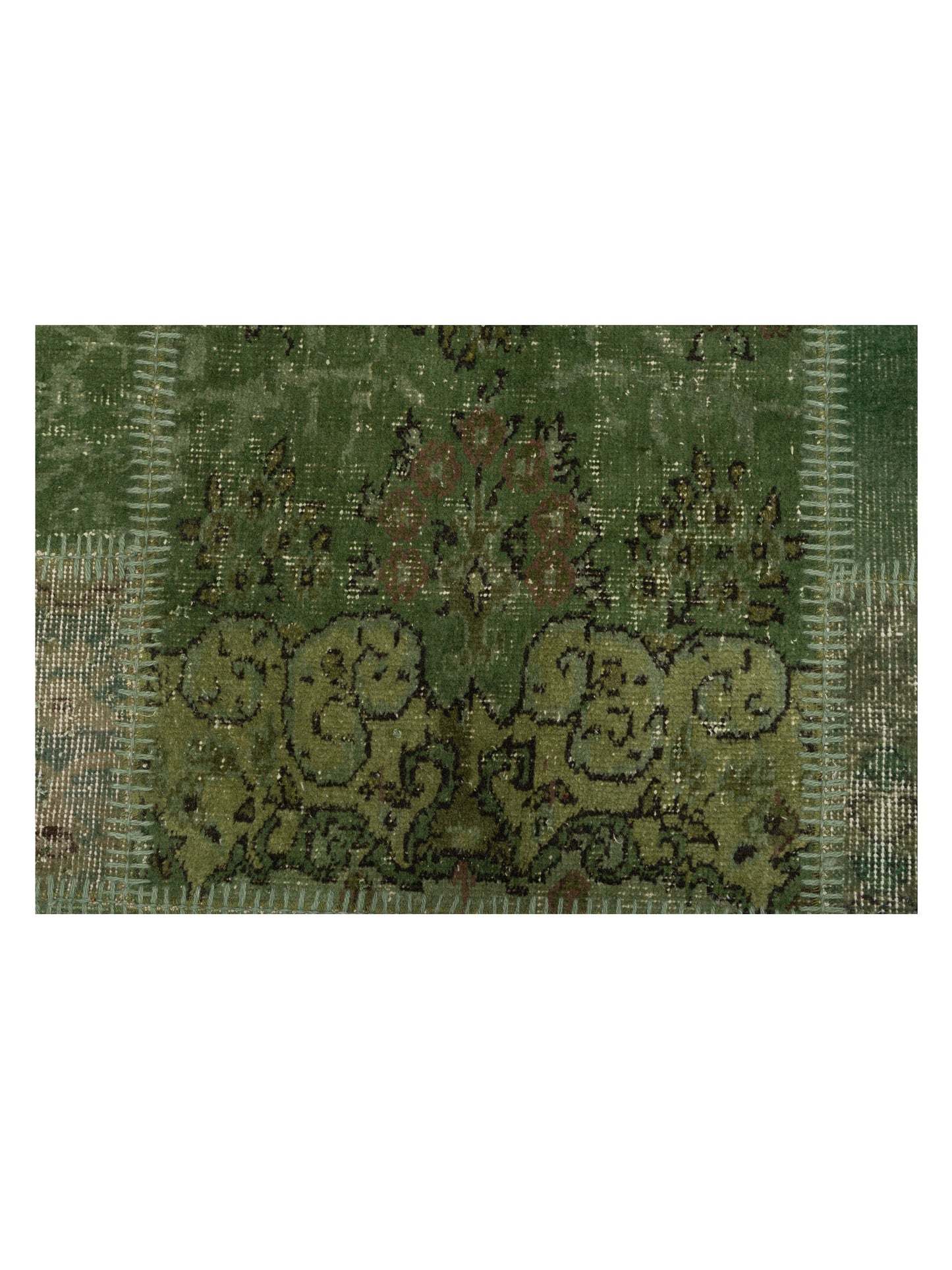 Turkish Vestige Patchwork 129789 Green 9.10x13.3 Hand Knotted Rug