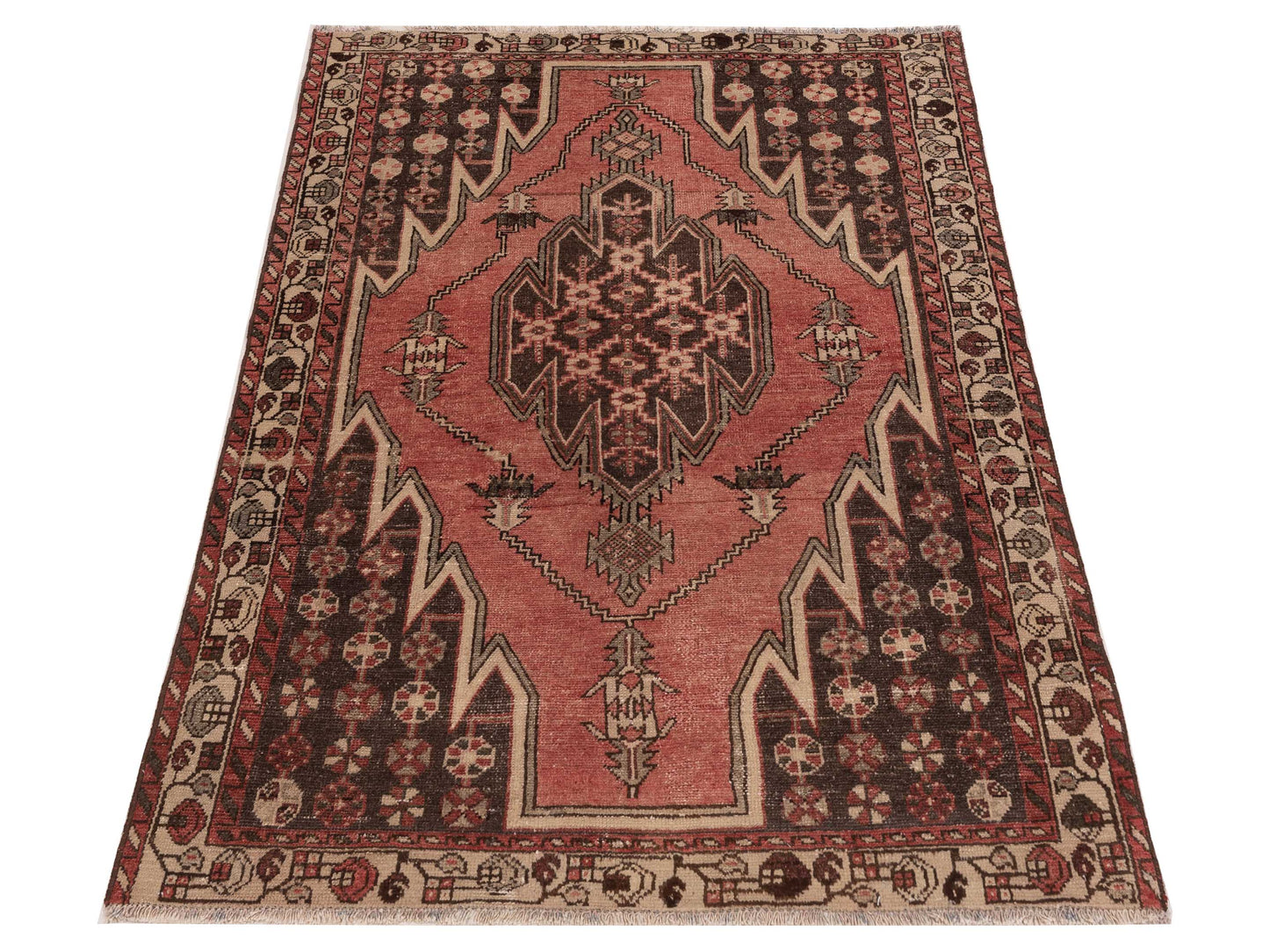 Persian 147647 Pink Brown 43x10.1 Hand Knotted Rug