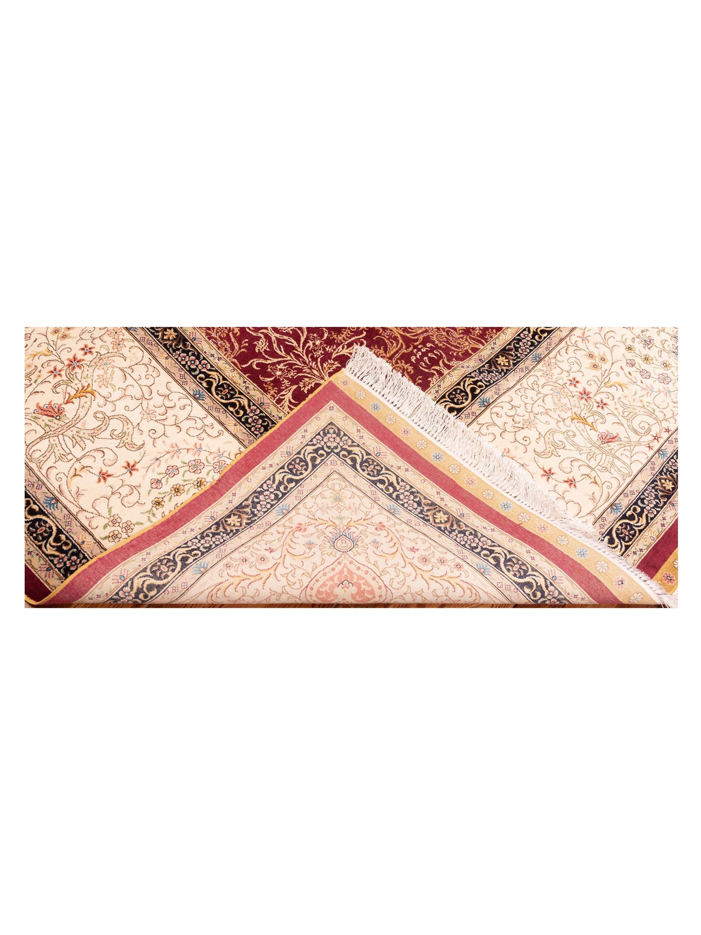 Pure Silk 113777 Red Ivory 9.1x12.7 Hand Knotted Rug