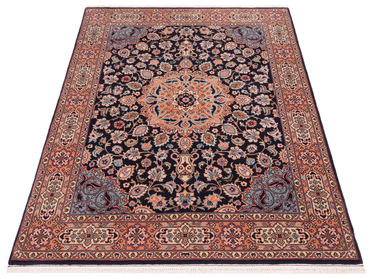 Crown 147777 Navy Pink 6x7.4 Hand Knotted Rug