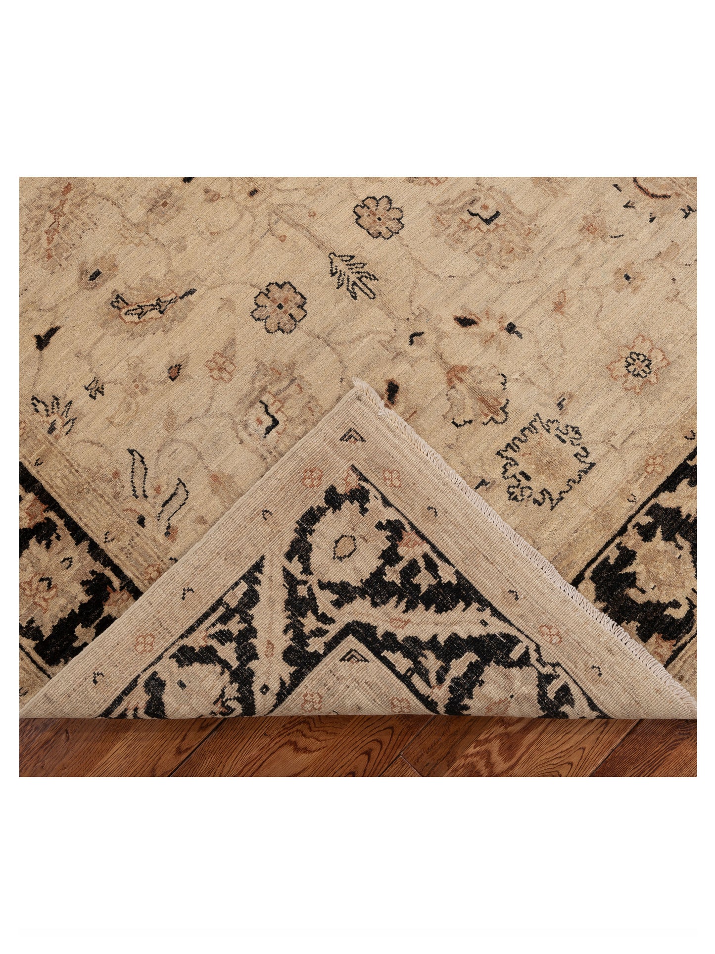 Laila 112593 Ivory Black 5x7.2 Hand Knotted Rug