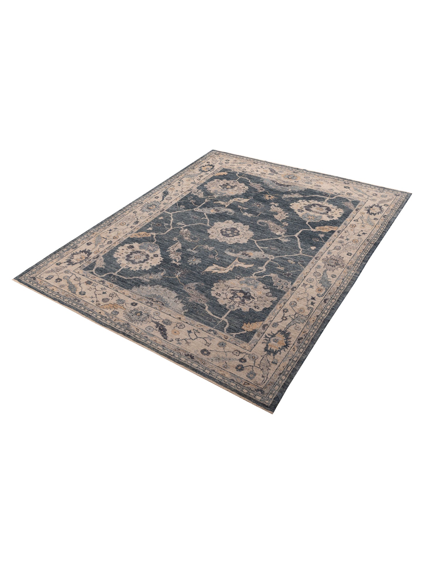 Angora Oushak 156029 Blue Ivory 9.1x11.2 Hand Knotted Rug