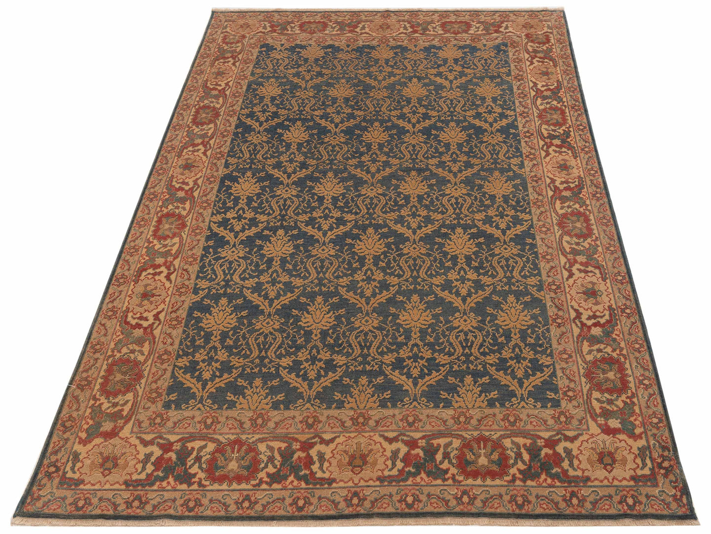 Antique Loom 107995 Blue Gold 6.8x9 Hand Knotted Rug