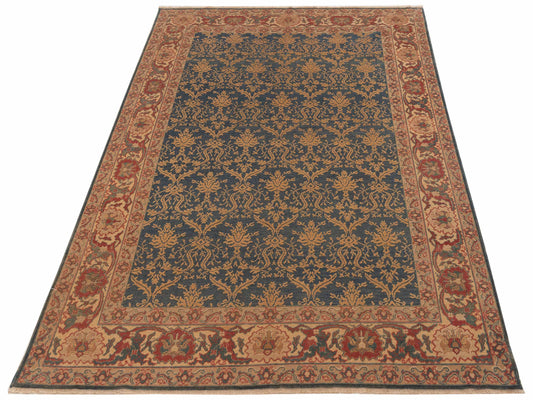 Antique Loom 107995 Blue Gold 6.8x9 Hand Knotted Rug