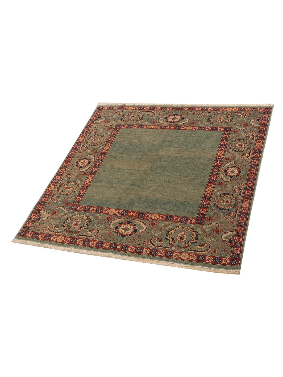 Antique Loom 104542 Green 6.9x6.10 Hand Knotted Rug