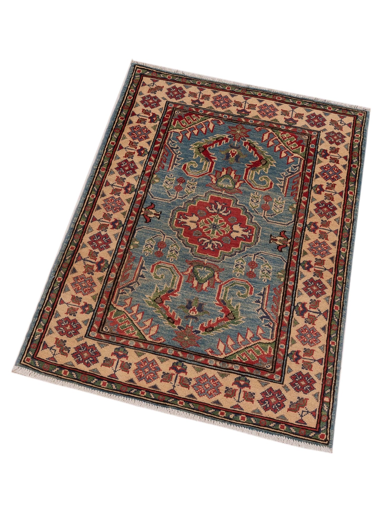 Kazak 148822 Blue Ivory 2.8x3.11 Hand Knotted Rug