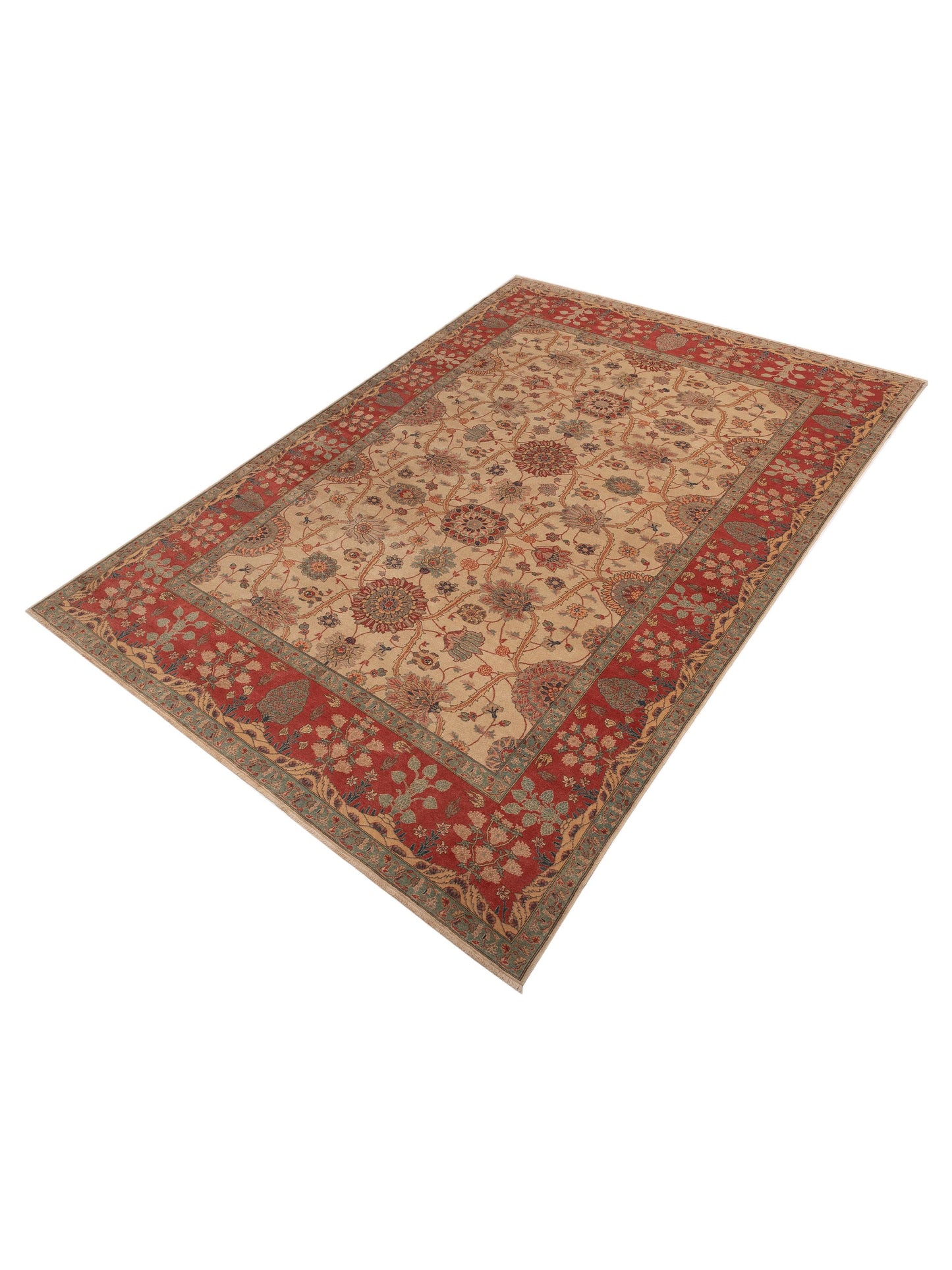Antique Loom 105100 Ivory Rust 10.6x14.6 Hand Knotted Rug